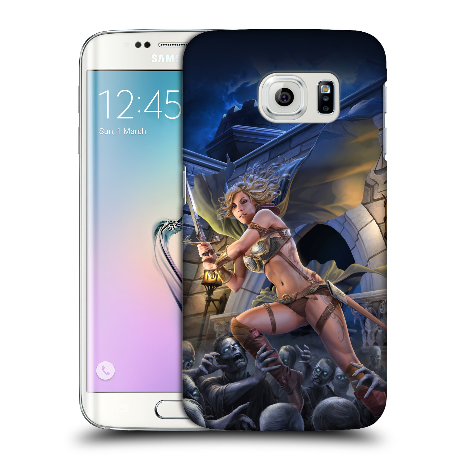 Pouzdro na mobil Samsung Galaxy S6 EDGE - HEAD CASE - Fantasy kresby Tom Wood - Princezna bojovnice a zombies