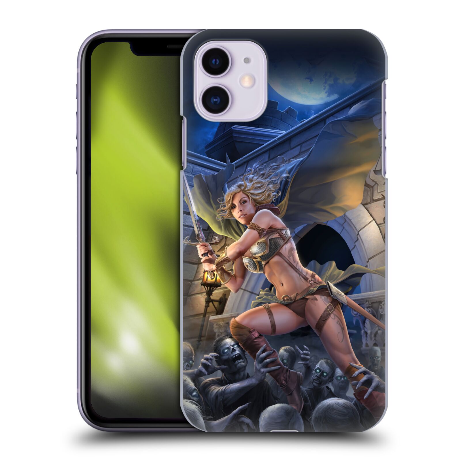 Pouzdro na mobil Apple Iphone 11 - HEAD CASE - Fantasy kresby Tom Wood - Princezna bojovnice a zombies