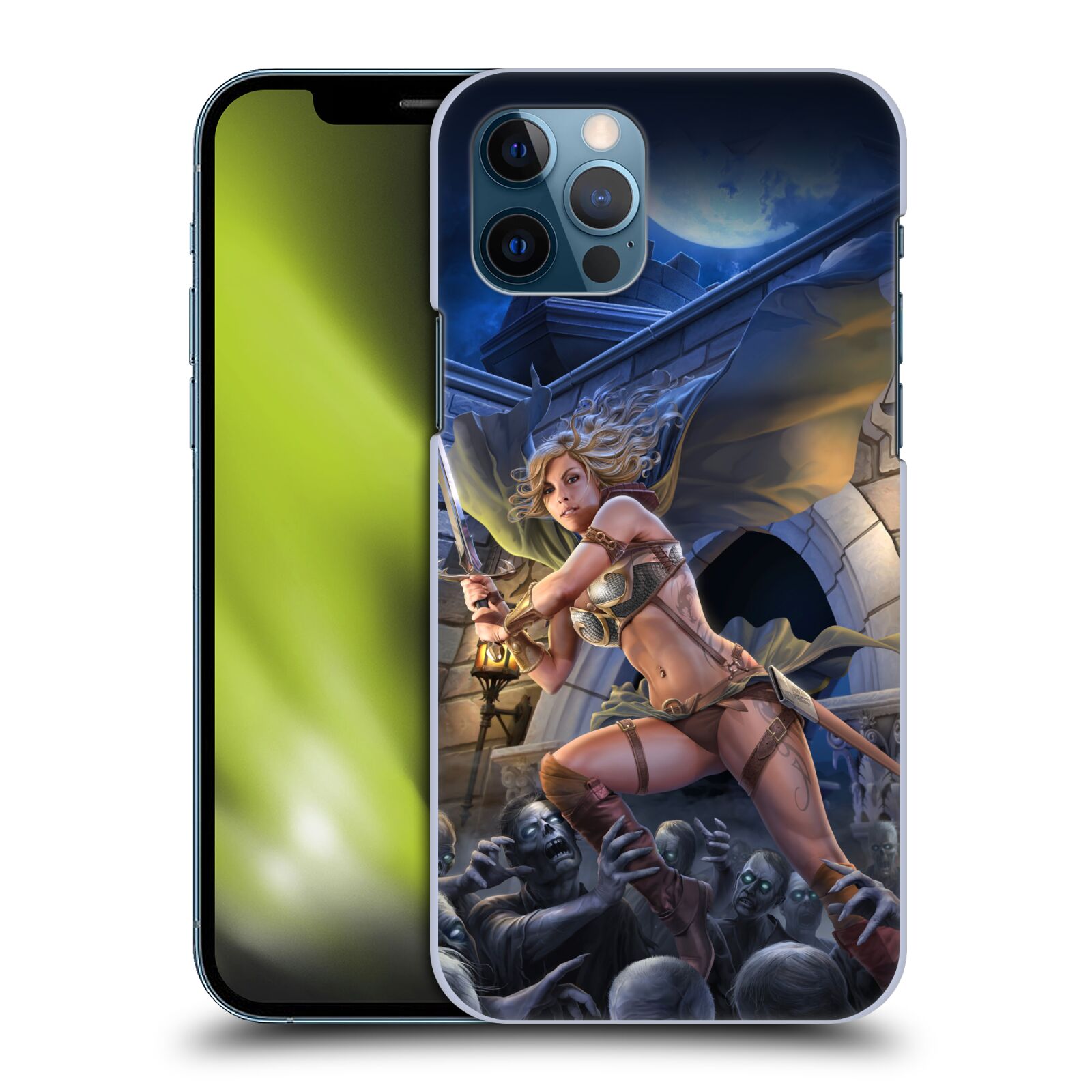 Pouzdro na mobil Apple Iphone 12 / 12 PRO - HEAD CASE - Fantasy kresby Tom Wood - Princezna bojovnice a zombies