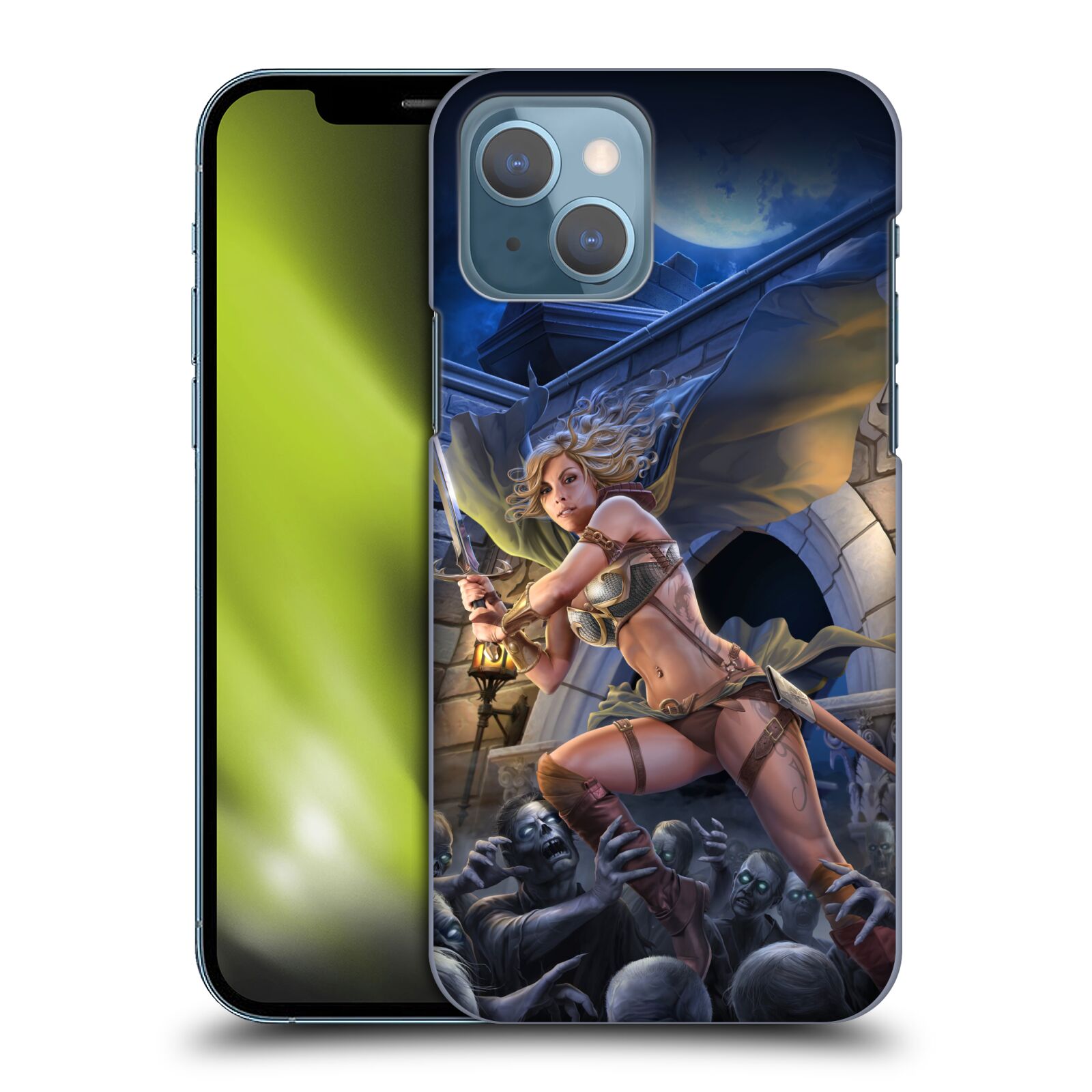 Pouzdro na mobil Apple Iphone 13 - HEAD CASE - Fantasy kresby Tom Wood - Princezna bojovnice a zombies