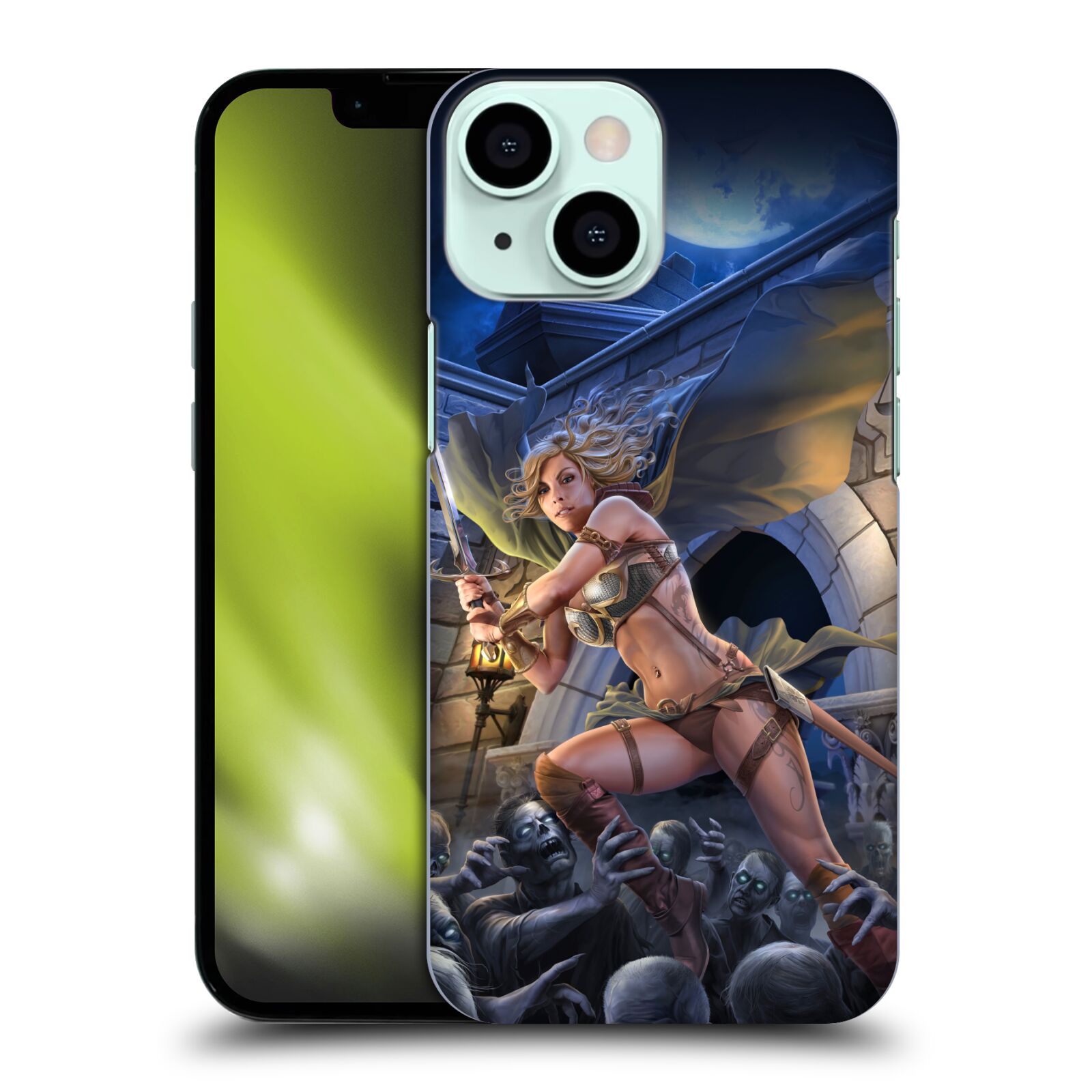 Pouzdro na mobil Apple Iphone 13 MINI - HEAD CASE - Fantasy kresby Tom Wood - Princezna bojovnice a zombies