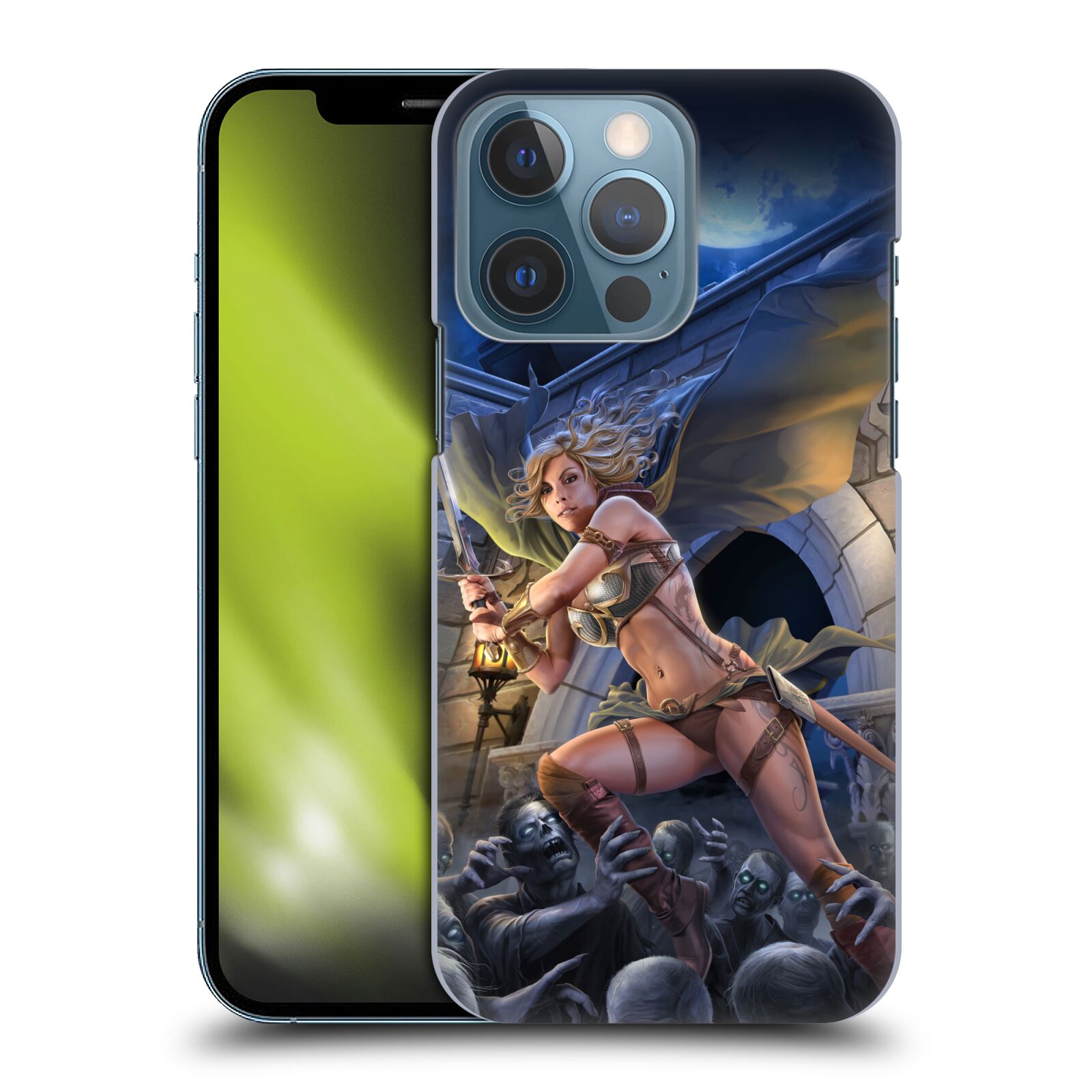 Pouzdro na mobil Apple Iphone 13 PRO - HEAD CASE - Fantasy kresby Tom Wood - Princezna bojovnice a zombies