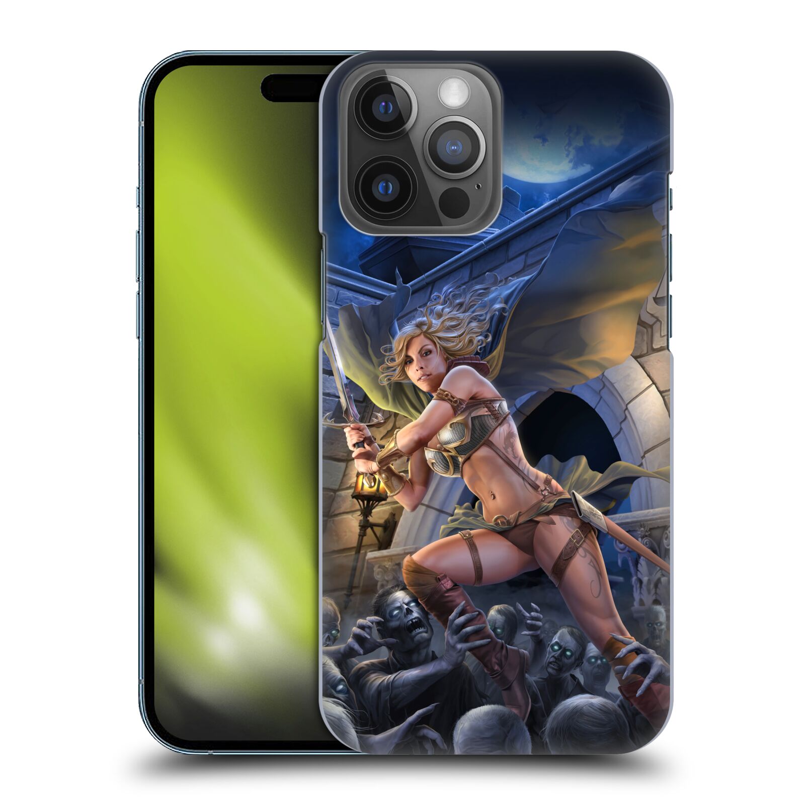 Pouzdro na mobil Apple Iphone 14 PRO MAX - HEAD CASE - Fantasy kresby Tom Wood - Princezna bojovnice a zombies