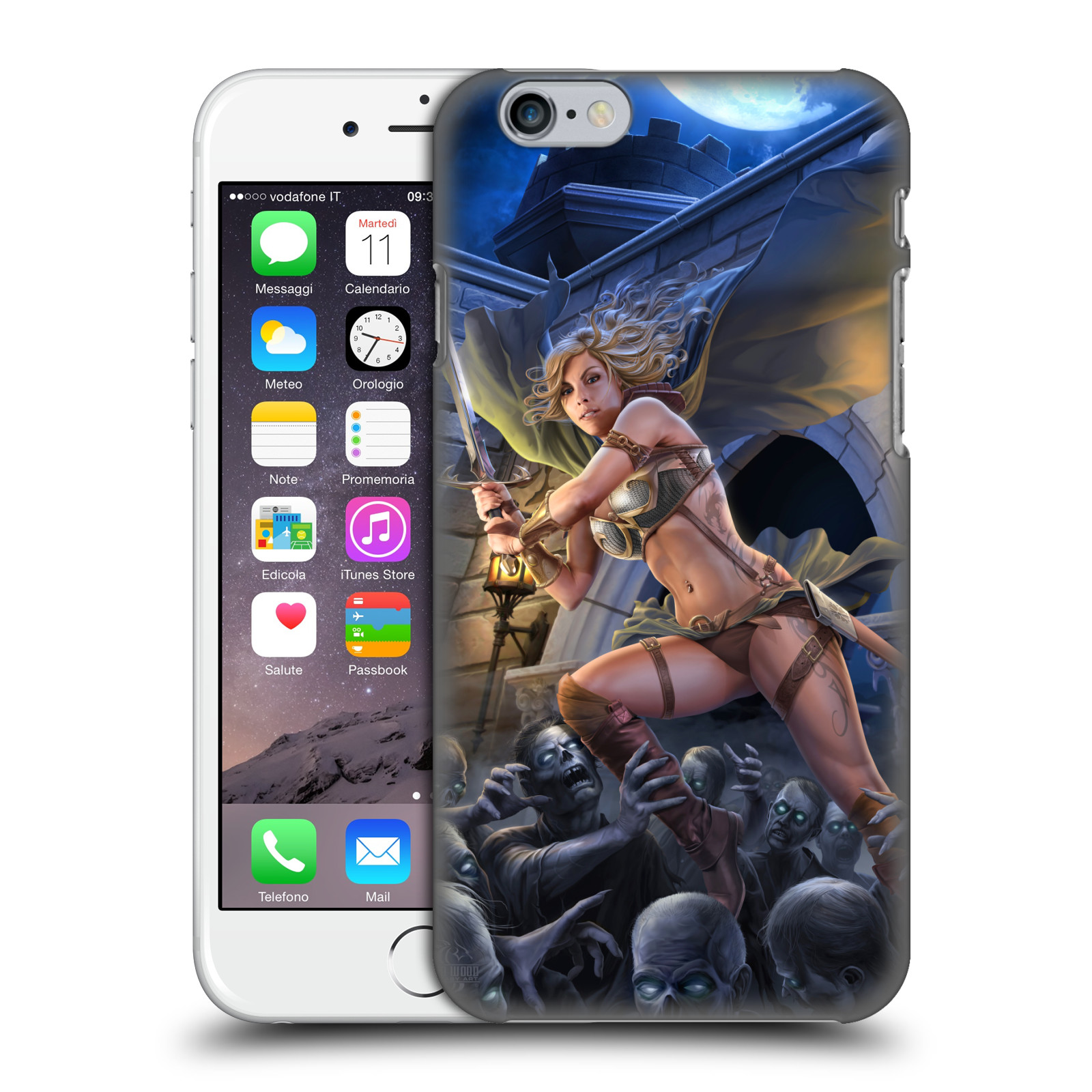 Pouzdro na mobil Apple Iphone 6/6S - HEAD CASE - Fantasy kresby Tom Wood - Princezna bojovnice a zombies