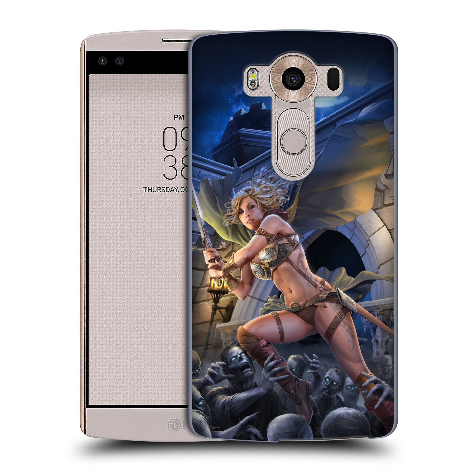 Pouzdro na mobil LG V10 - HEAD CASE - Fantasy kresby Tom Wood - Princezna bojovnice a zombies
