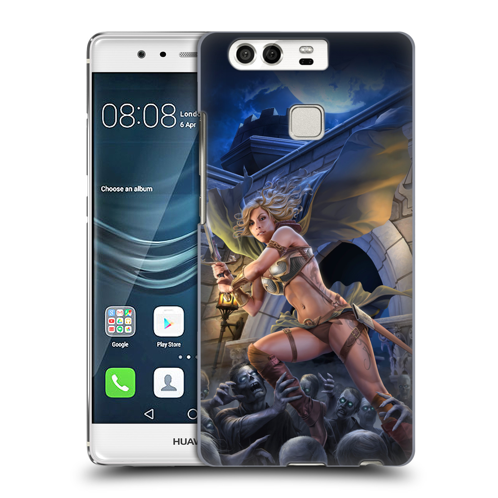 Pouzdro na mobil Huawei P9 / P9 DUAL SIM - HEAD CASE - Fantasy kresby Tom Wood - Princezna bojovnice a zombies