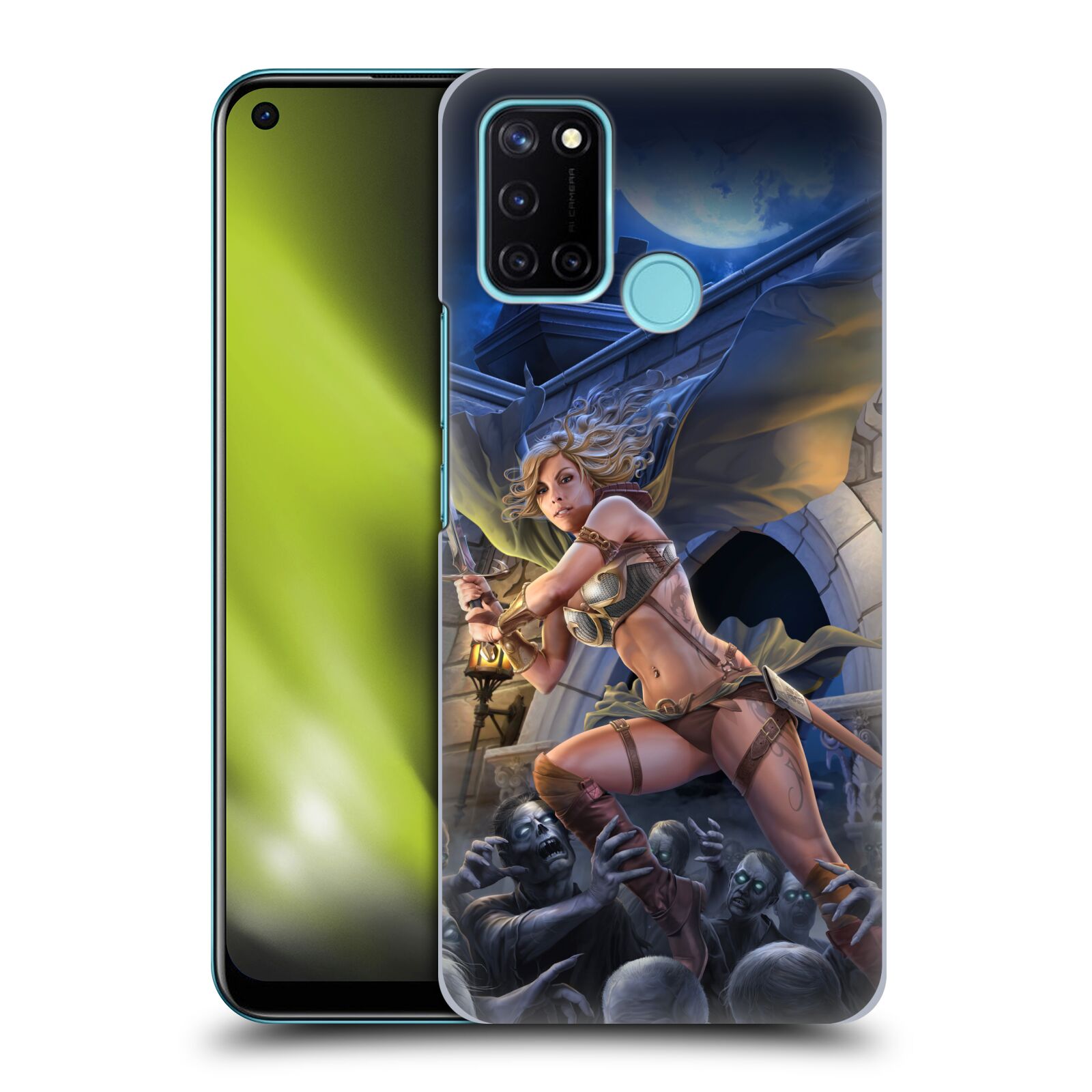 Pouzdro na mobil Realme 7i / Realme C17 - HEAD CASE - Fantasy kresby Tom Wood - Princezna bojovnice a zombies