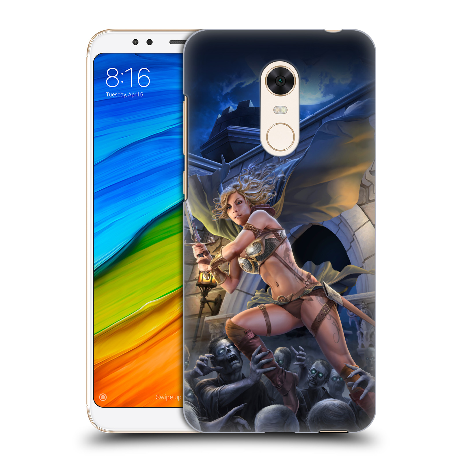 Pouzdro na mobil Xiaomi Redmi 5 PLUS (REDMI 5+) - HEAD CASE - Fantasy kresby Tom Wood - Princezna bojovnice a zombies