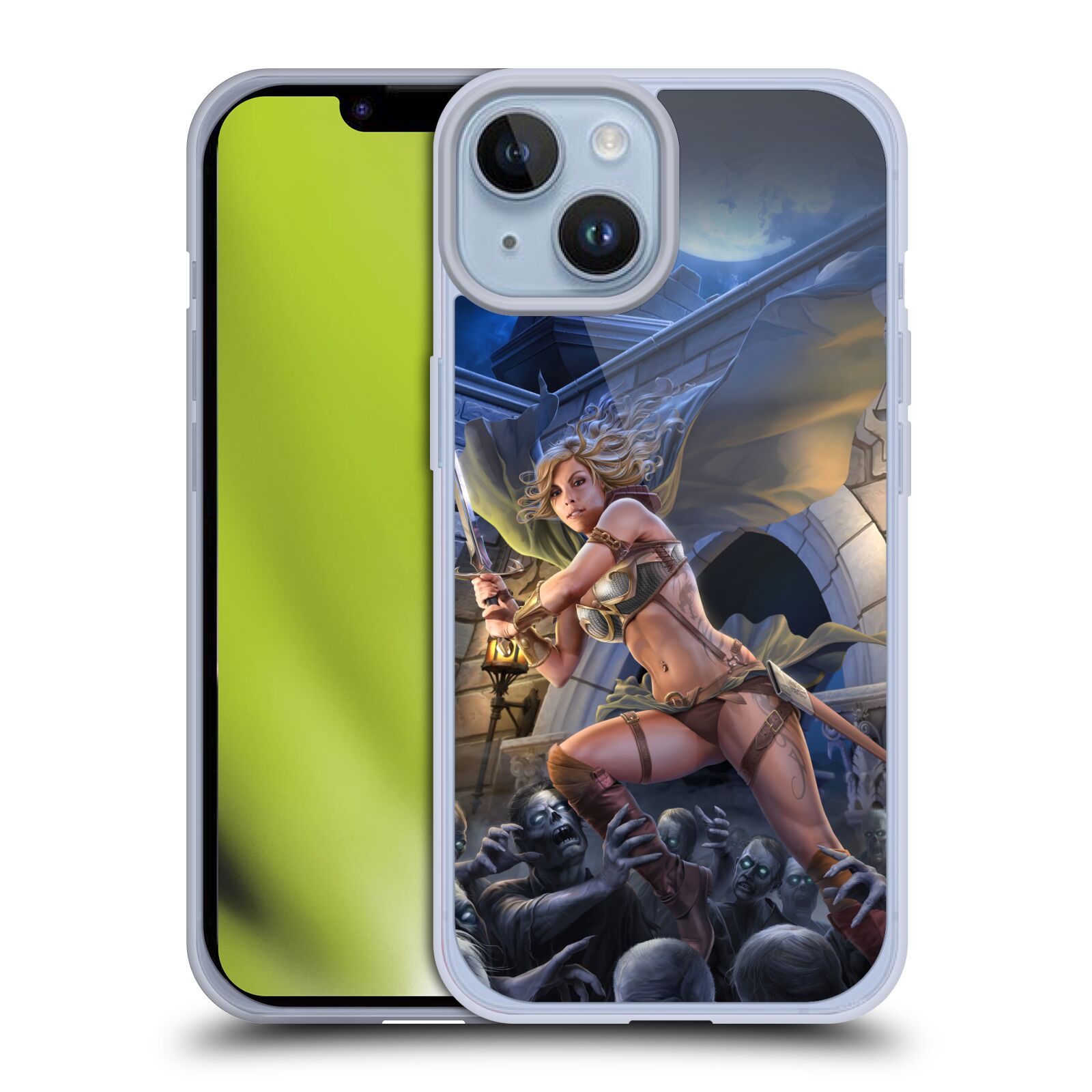 Pouzdro na mobil Apple Iphone 14 - HEAD CASE - Fantasy kresby Tom Wood - Princezna bojovnice a zombies