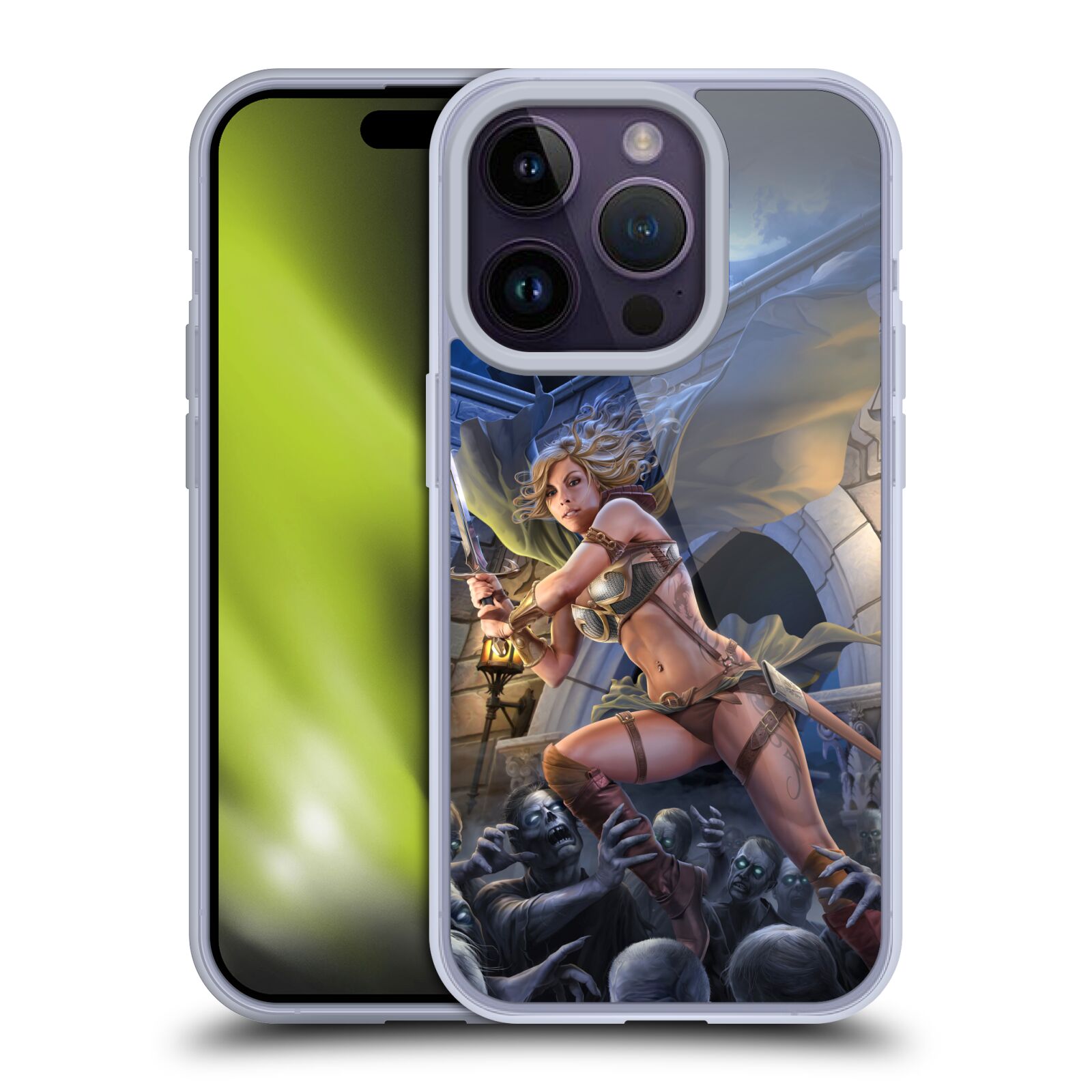 Pouzdro na mobil Apple Iphone 14 PRO - HEAD CASE - Fantasy kresby Tom Wood - Princezna bojovnice a zombies