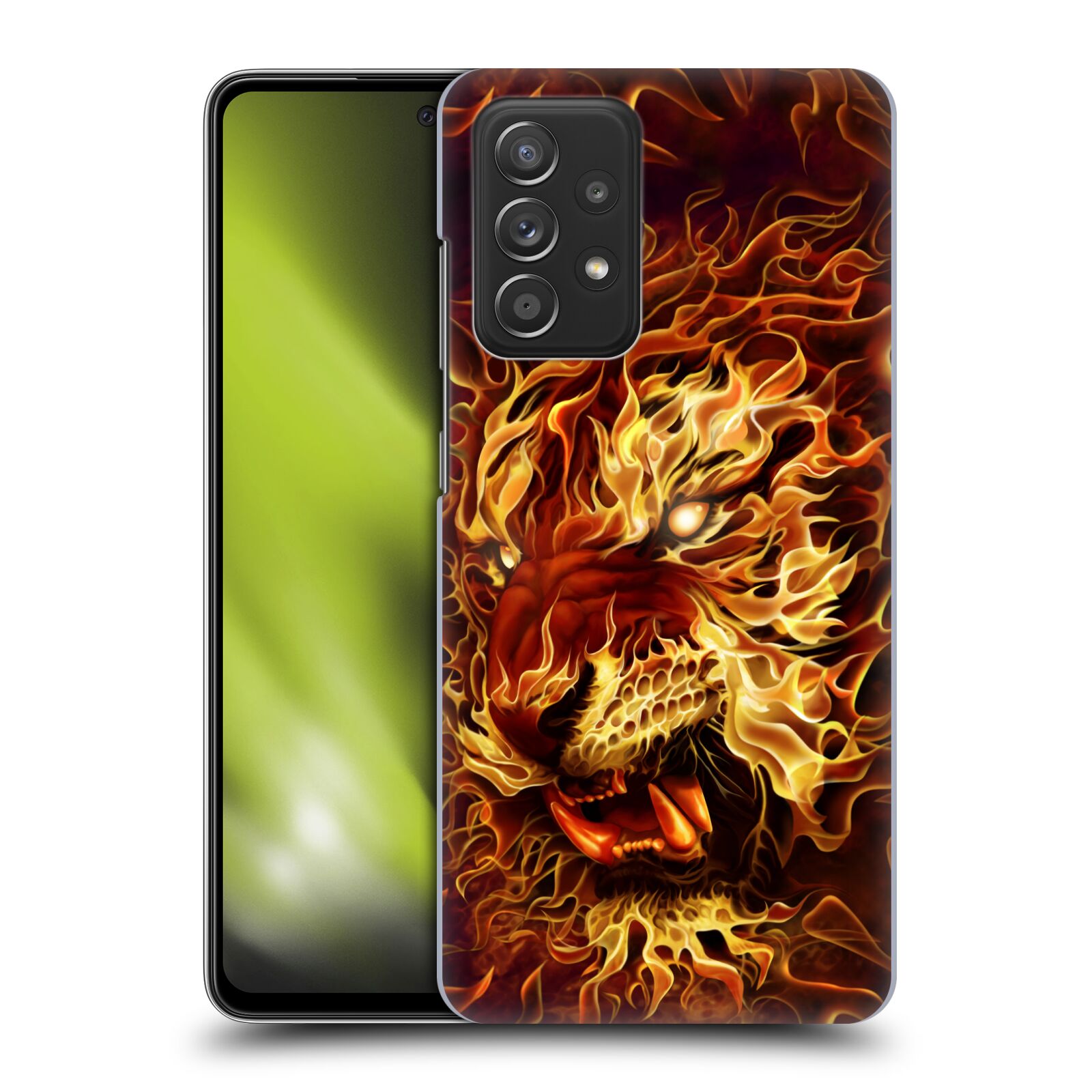 Pouzdro na mobil Samsung Galaxy A52 / A52 5G / A52s 5G - HEAD CASE - Fantasy kresby Tom Wood - Ohnivý tygr