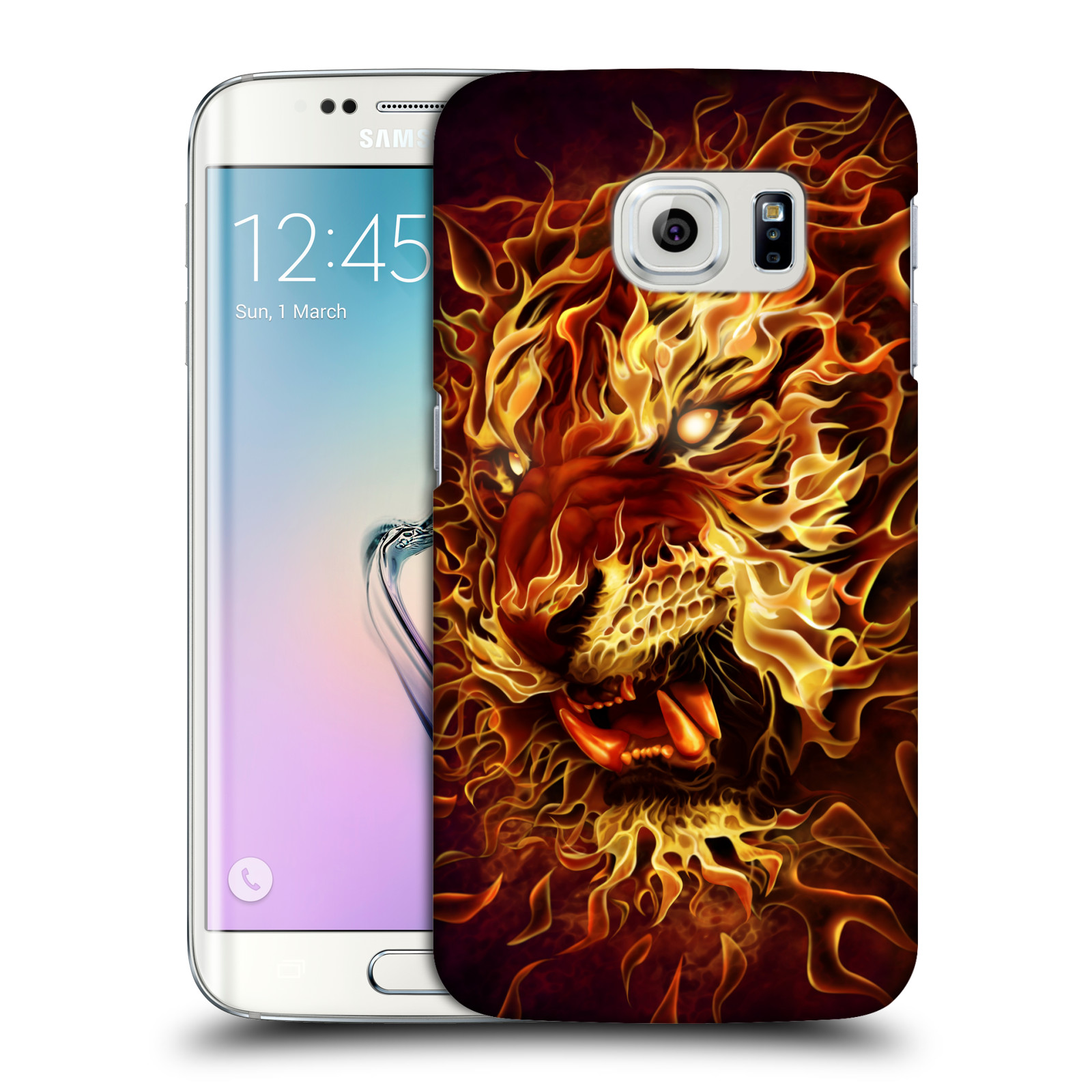 Pouzdro na mobil Samsung Galaxy S6 EDGE - HEAD CASE - Fantasy kresby Tom Wood - Ohnivý tygr