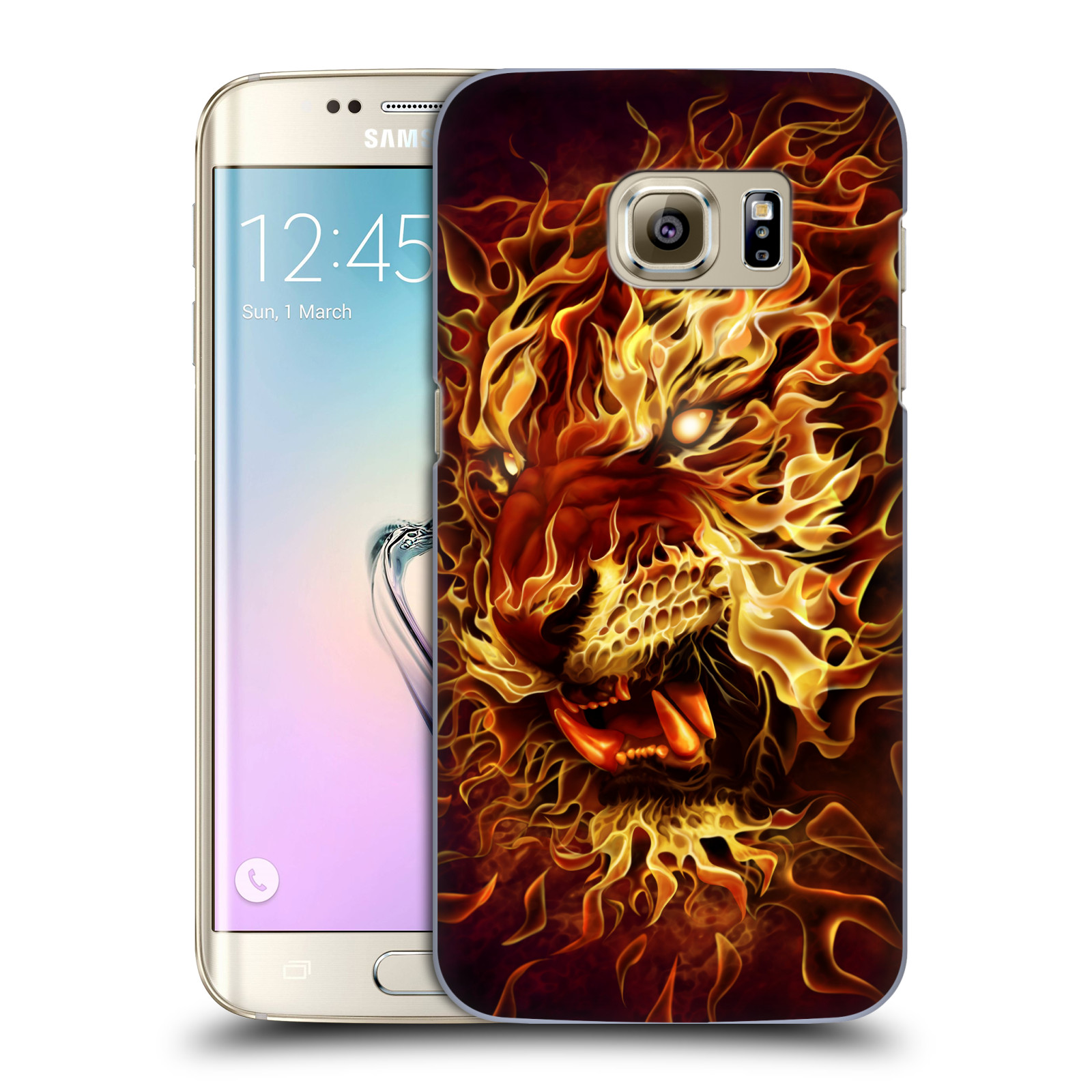Pouzdro na mobil Samsung Galaxy S7 EDGE - HEAD CASE - Fantasy kresby Tom Wood - Ohnivý tygr
