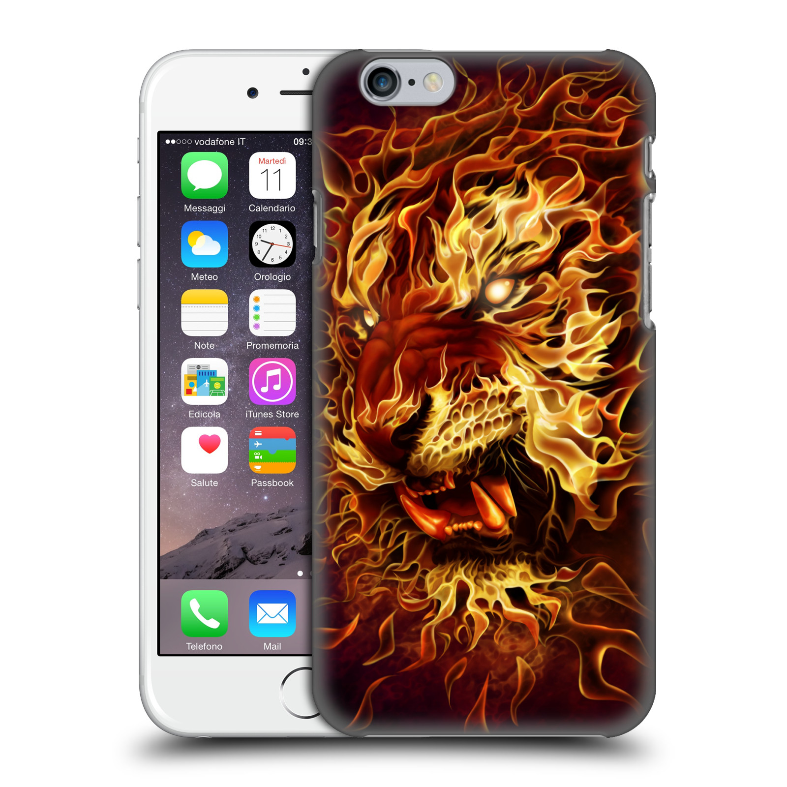 Pouzdro na mobil Apple Iphone 6/6S - HEAD CASE - Fantasy kresby Tom Wood - Ohnivý tygr
