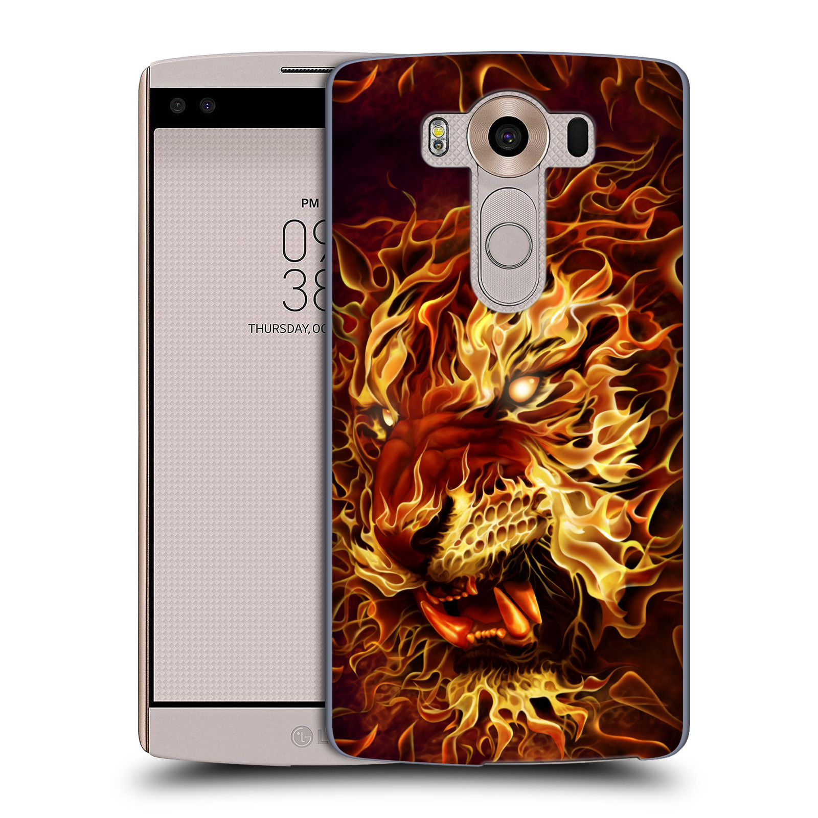 Pouzdro na mobil LG V10 - HEAD CASE - Fantasy kresby Tom Wood - Ohnivý tygr