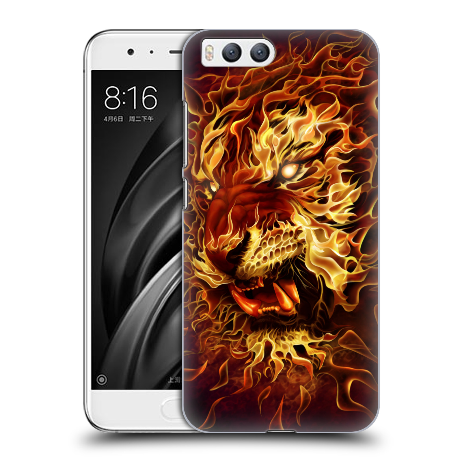 Pouzdro na mobil Xiaomi MI6 - HEAD CASE - Fantasy kresby Tom Wood - Ohnivý tygr