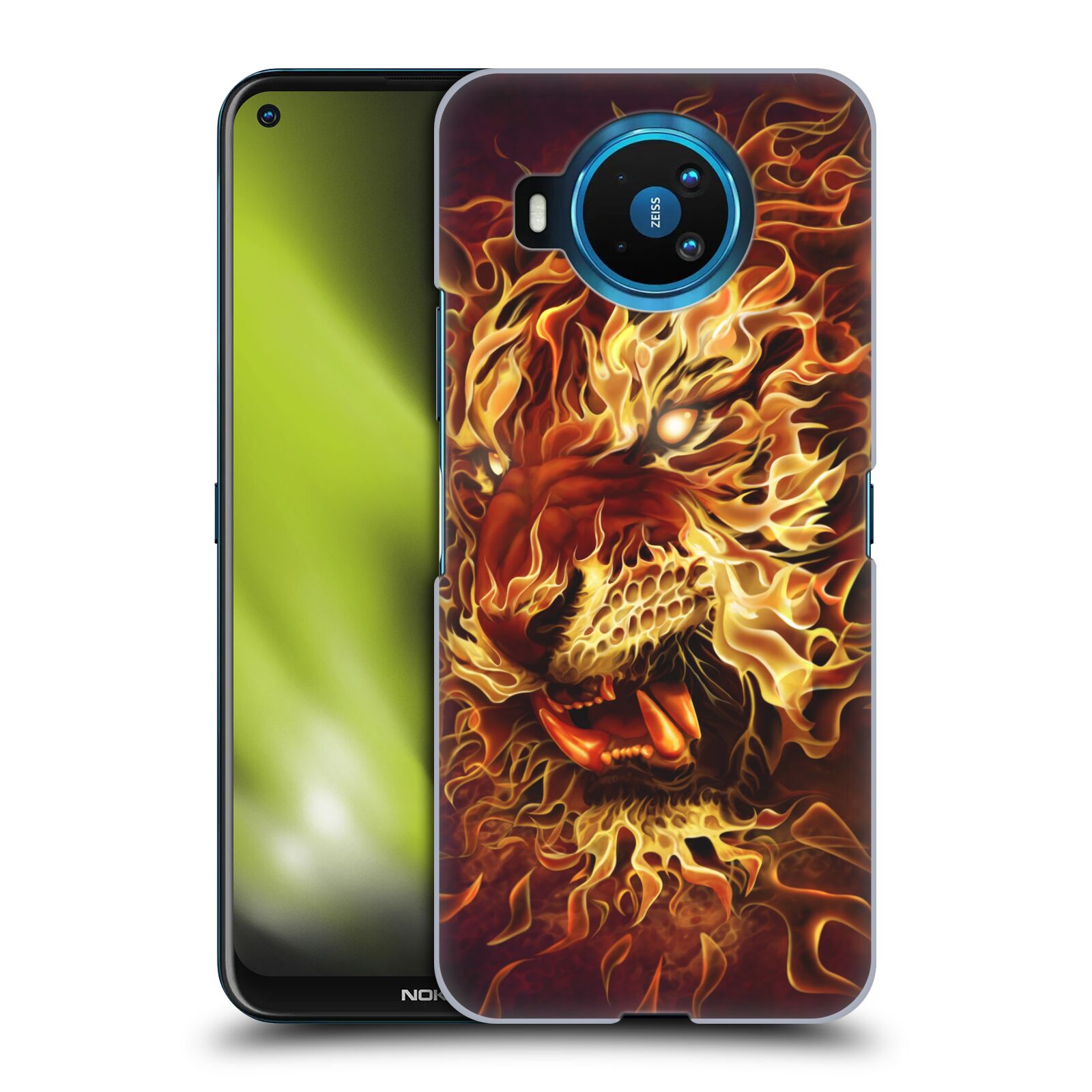 Pouzdro na mobil NOKIA 8.3 - HEAD CASE - Fantasy kresby Tom Wood - Ohnivý tygr