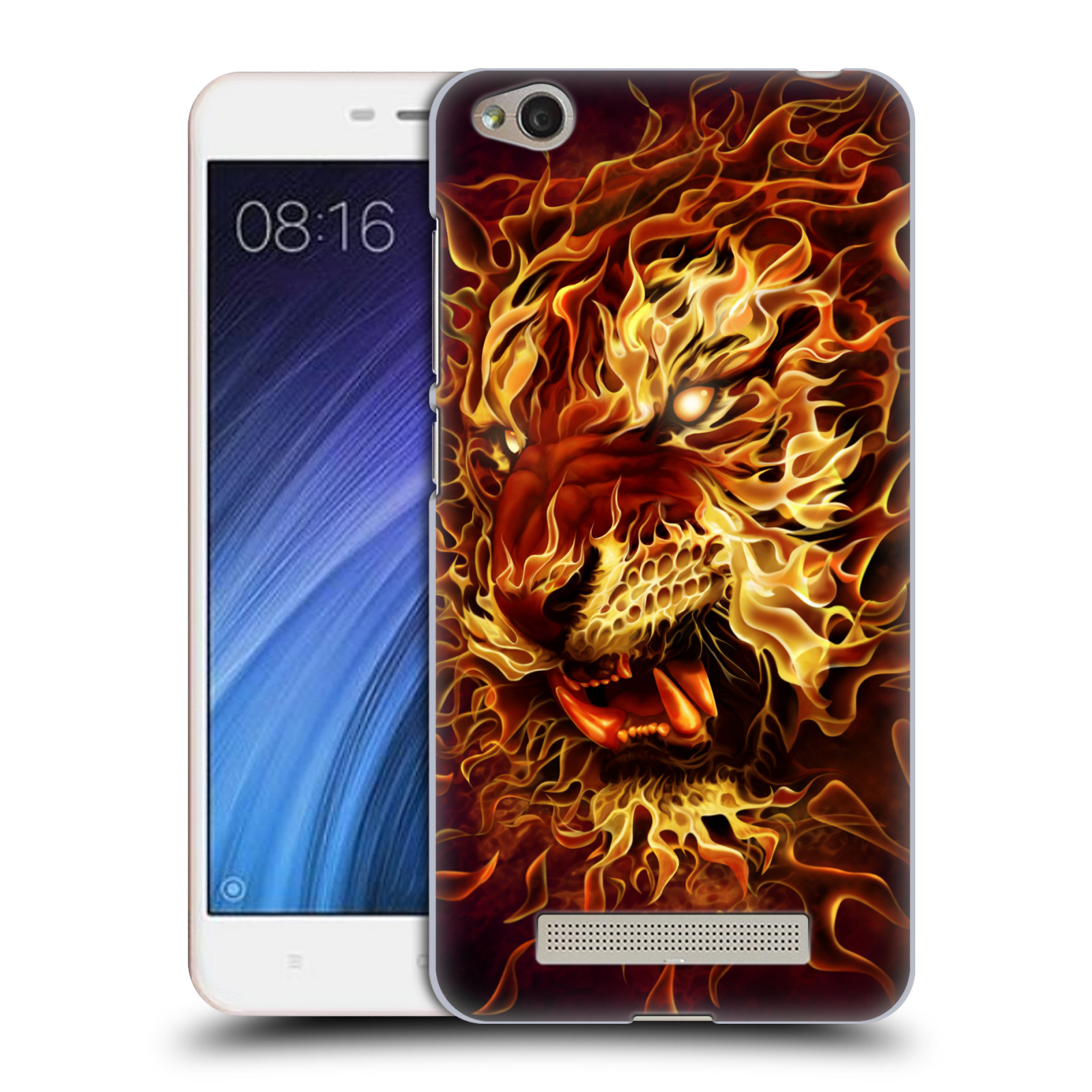 Pouzdro na mobil Xiaomi Redmi 4a - HEAD CASE - Fantasy kresby Tom Wood - Ohnivý tygr