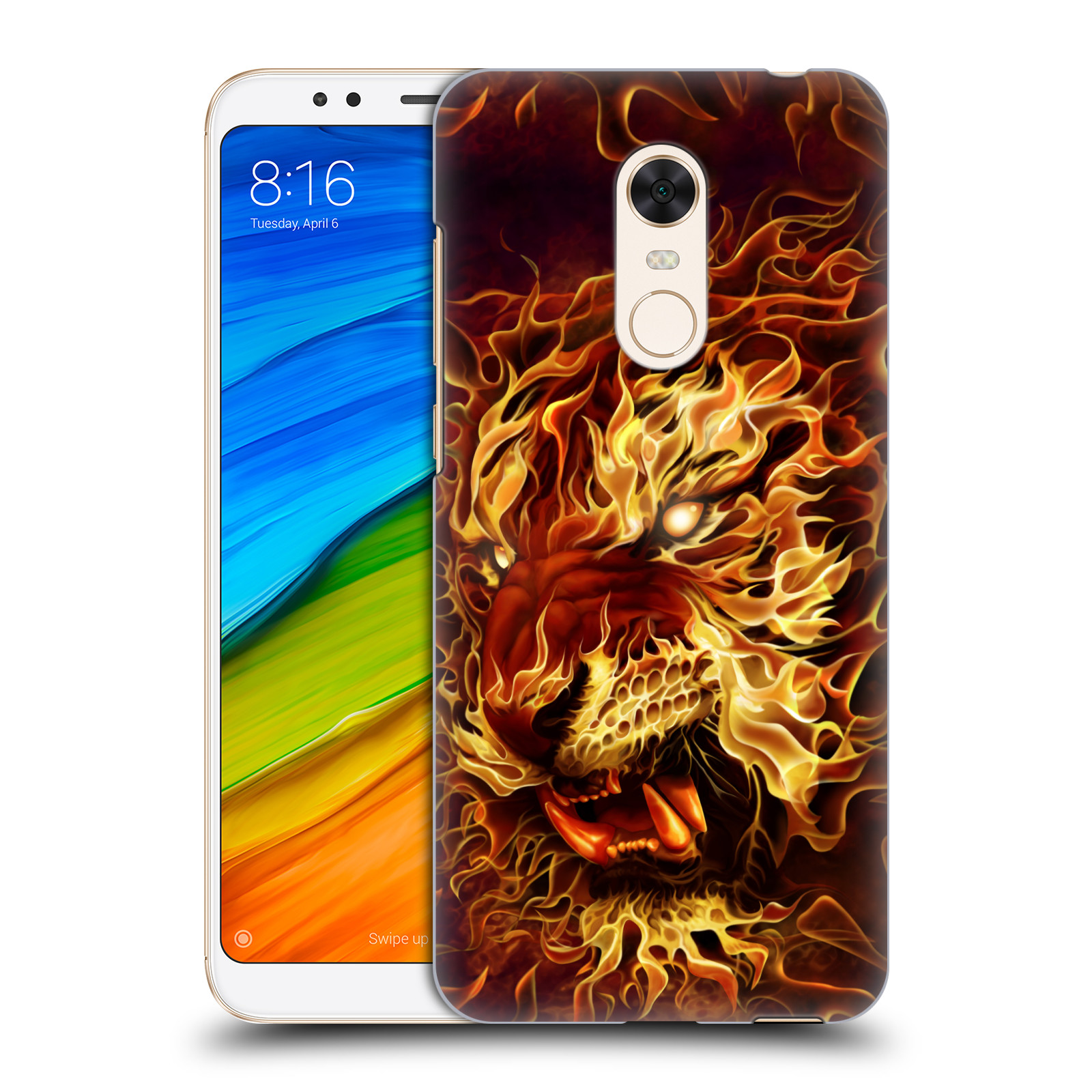 Pouzdro na mobil Xiaomi Redmi 5 PLUS (REDMI 5+) - HEAD CASE - Fantasy kresby Tom Wood - Ohnivý tygr