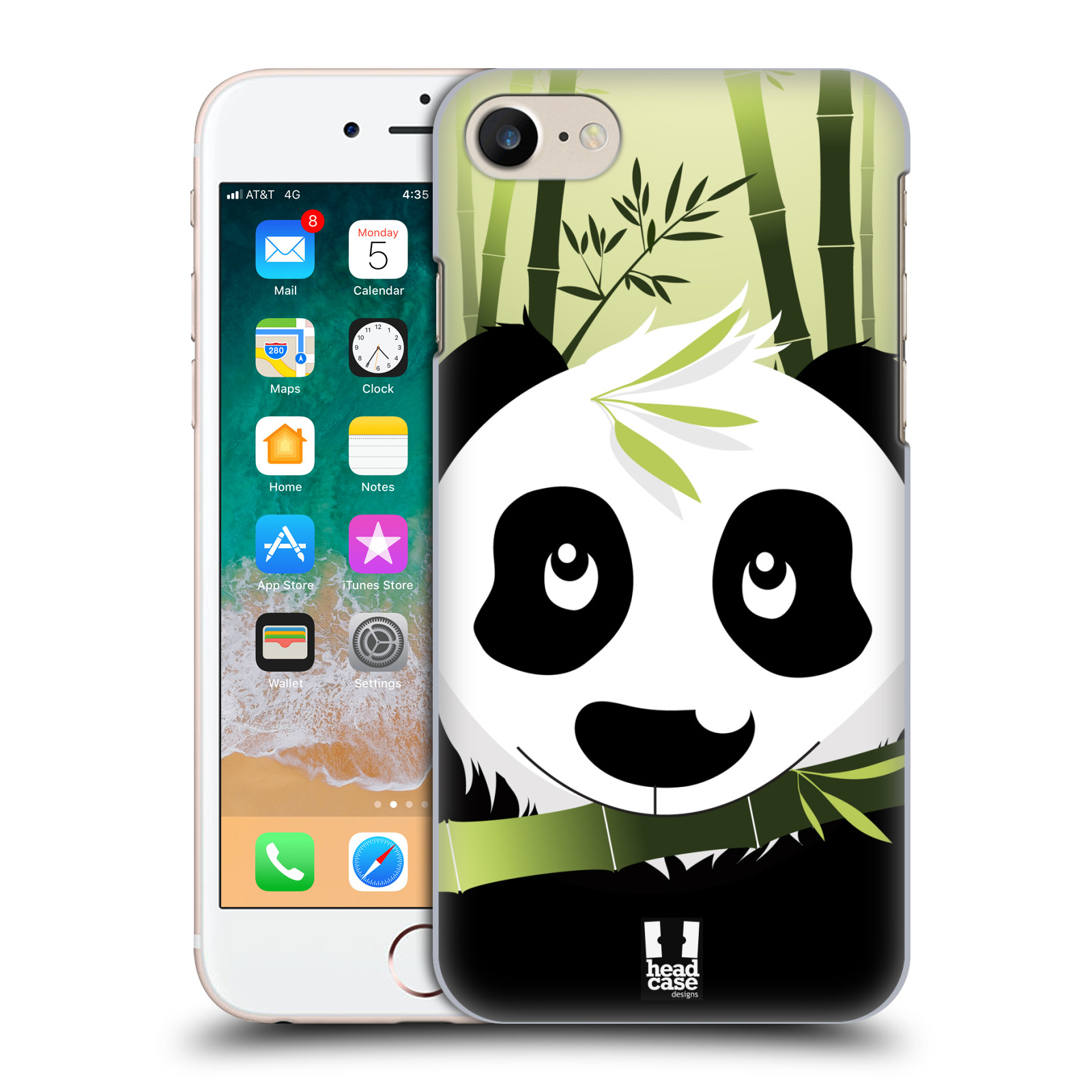 Plastové pouzdro pro mobil Apple Iphone 7/8/SE 2020 vzor kreslená panda zelená