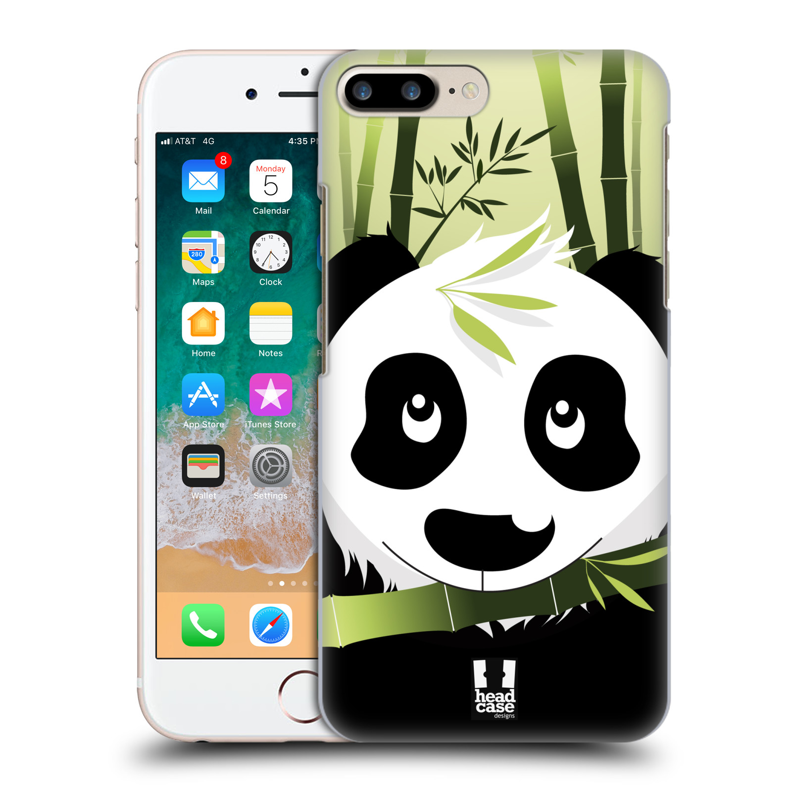 Plastové pouzdro pro mobil Apple Iphone 8 PLUS vzor kreslená panda zelená