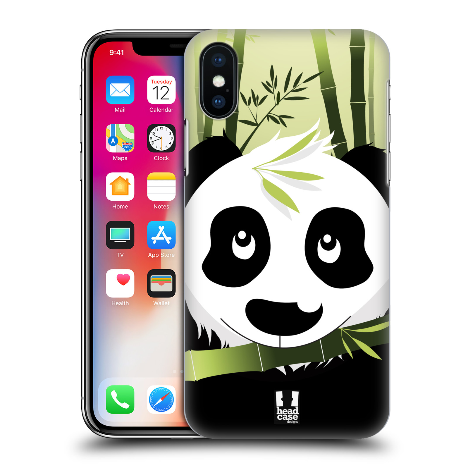 HEAD CASE plastový obal na mobil Apple Iphone X / XS vzor kreslená panda zelená