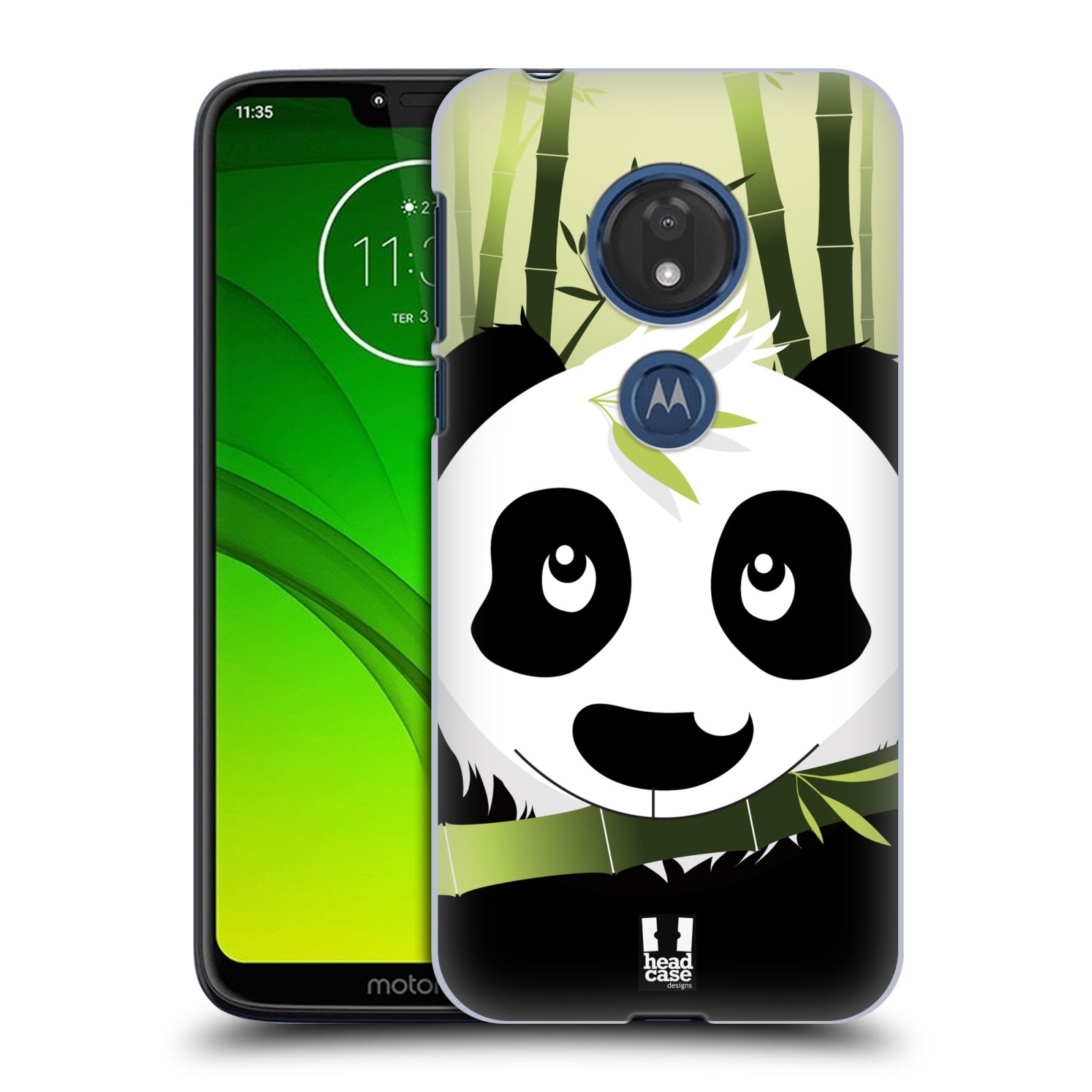 Pouzdro na mobil Motorola Moto G7 Play vzor kreslená panda zelená