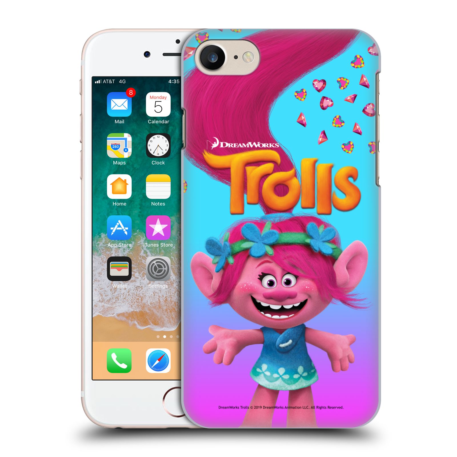 Pouzdro na mobil Apple Iphone 7/8 - HEAD CASE - Pohádka - Trollové skřítek holčička Poppy