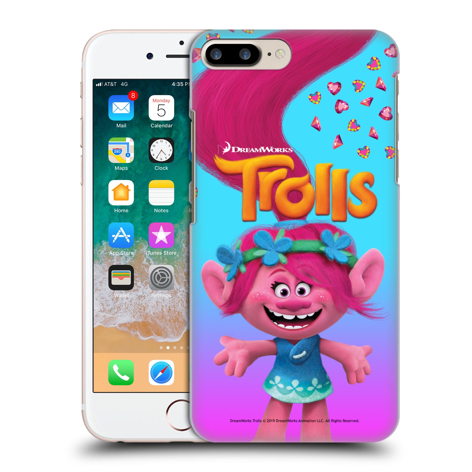 Pouzdro na mobil Apple Iphone 7/8 PLUS - HEAD CASE - Pohádka - Trollové skřítek holčička Poppy