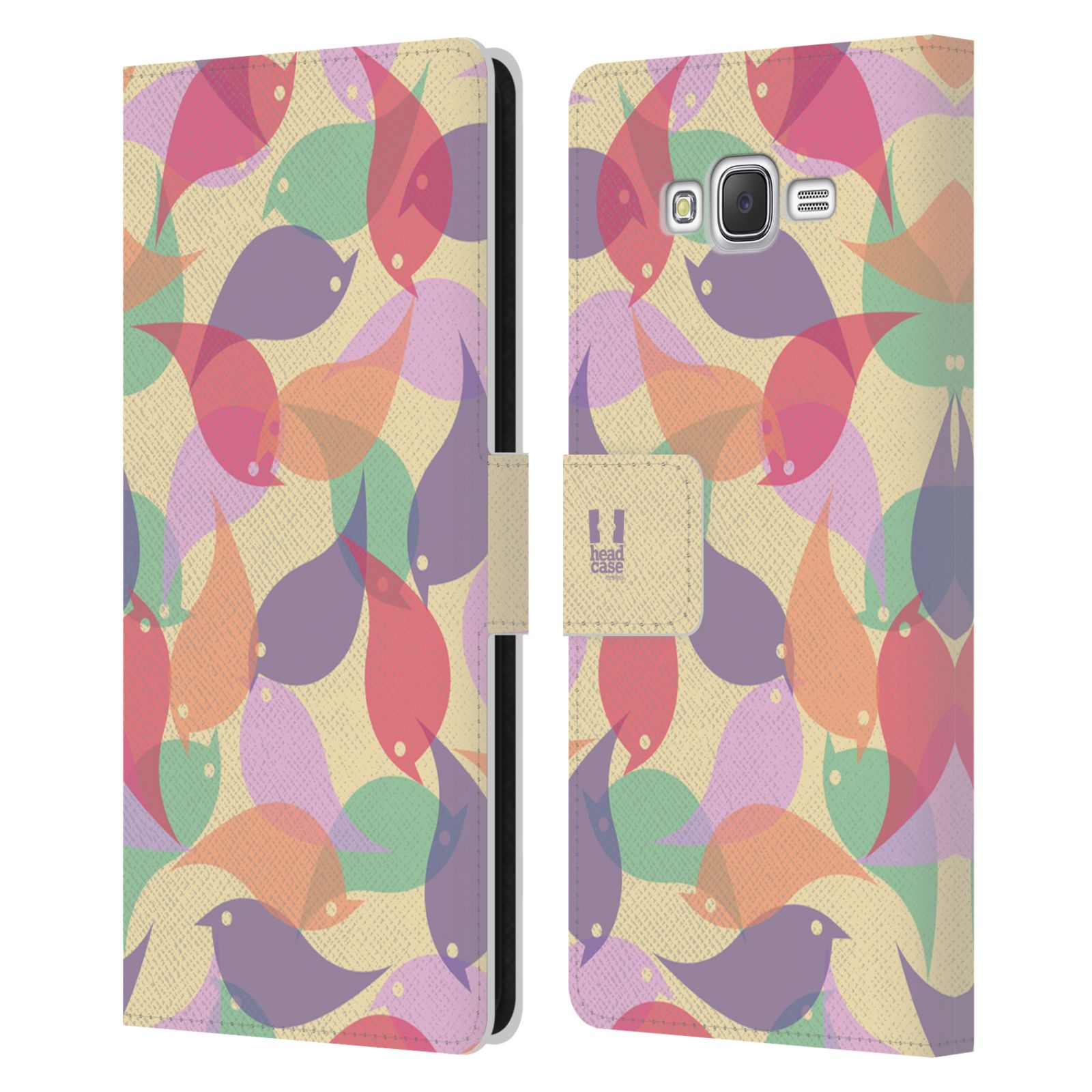 HEAD CASE Flipové pouzdro pro mobil Samsung Galaxy J7, J700 vzor prolínající se ptáčci