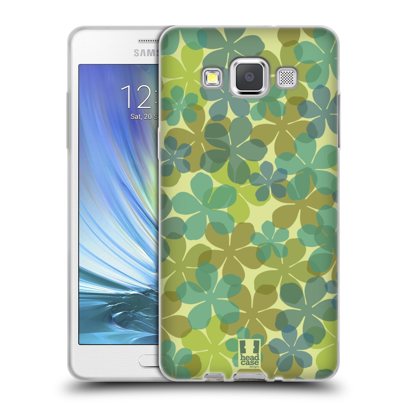 HEAD CASE silikonový obal na mobil Samsung Galaxy A5 vzor Vzorkovaná malba ČTYŘLÍSTEK ZELENÁ