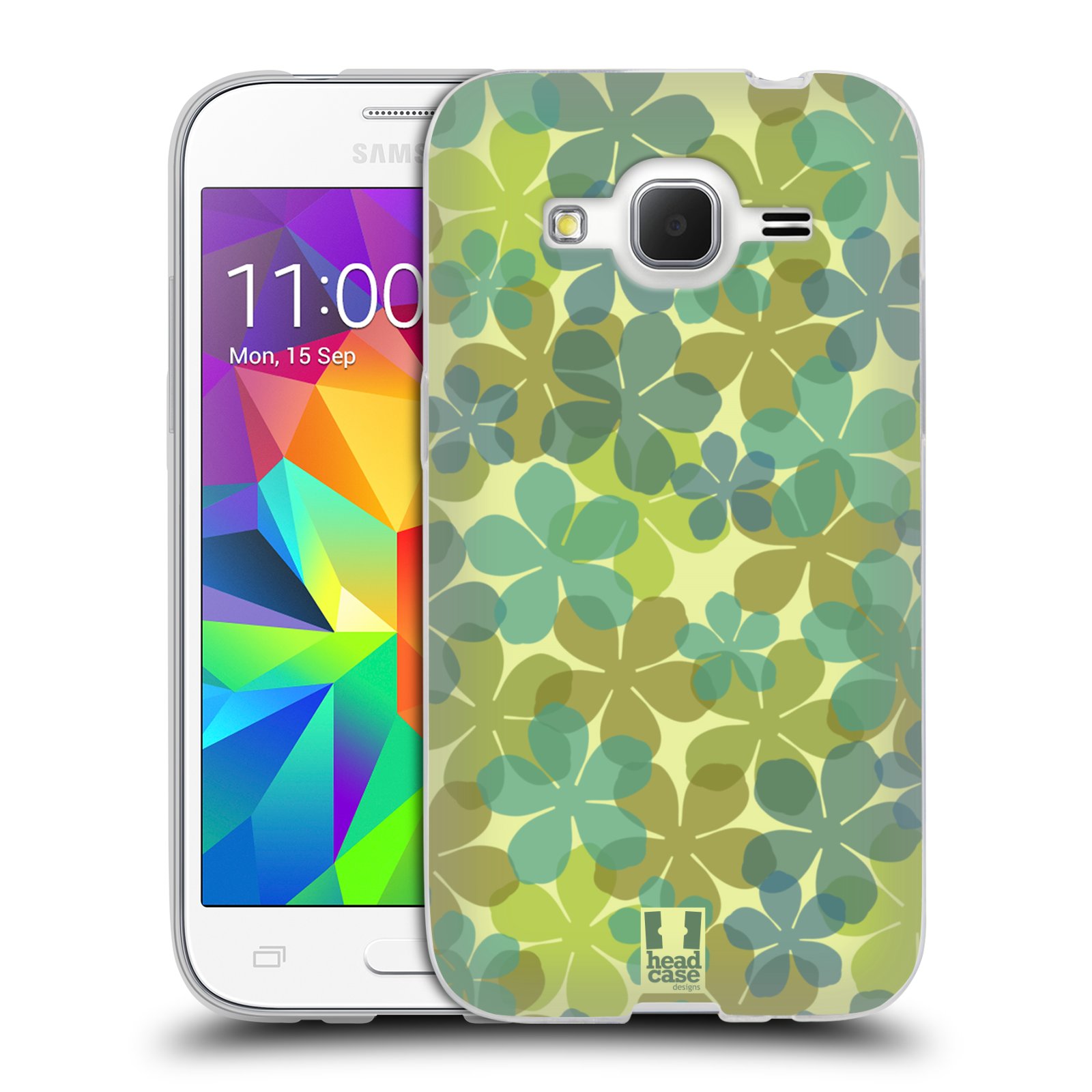 HEAD CASE silikonový obal na mobil Samsung Galaxy Core Prime (G360) vzor Vzorkovaná malba ČTYŘLÍSTEK ZELENÁ