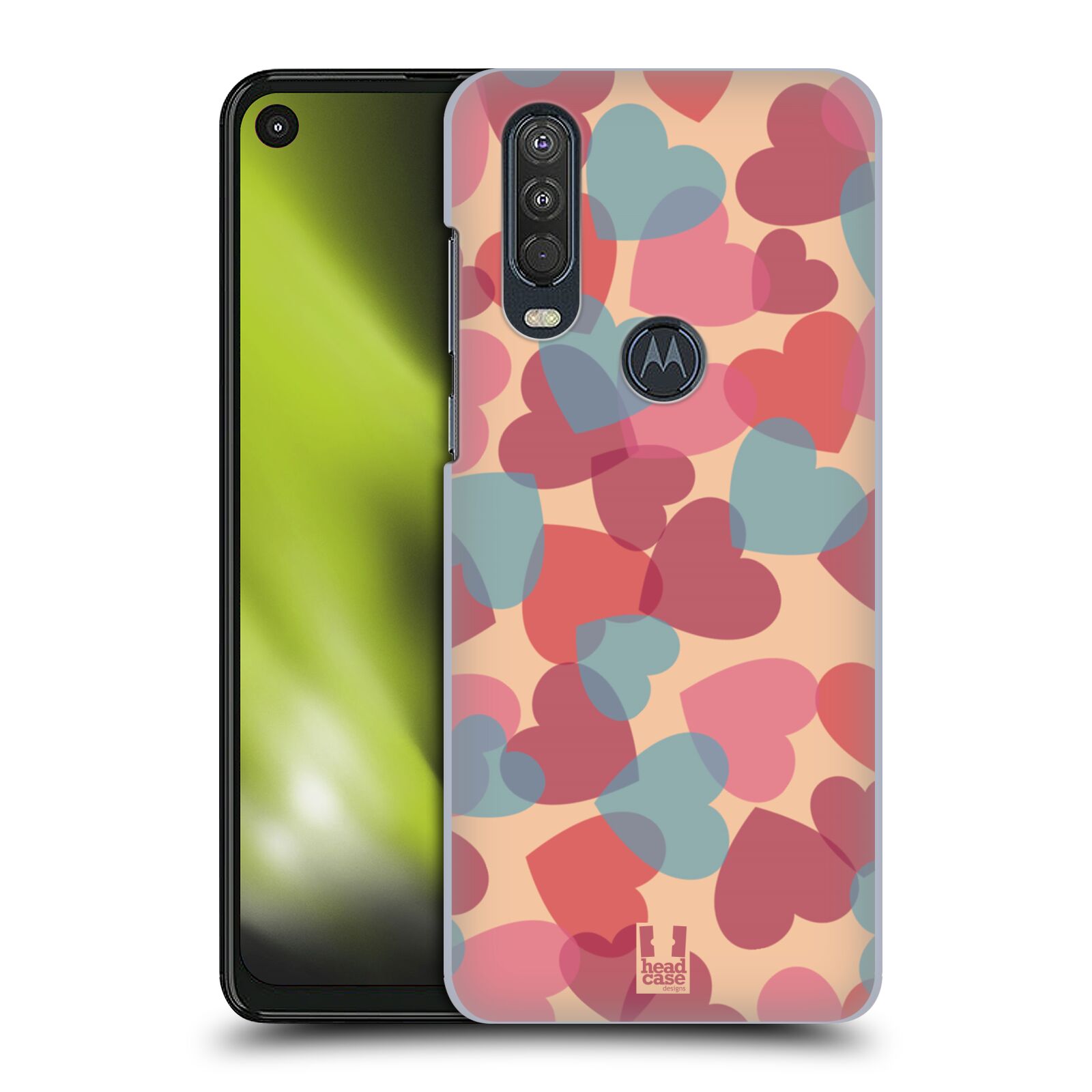 Zadní obal pro mobil Motorola One Action - HEAD CASE - Růžová srdíčka kreslený vzor