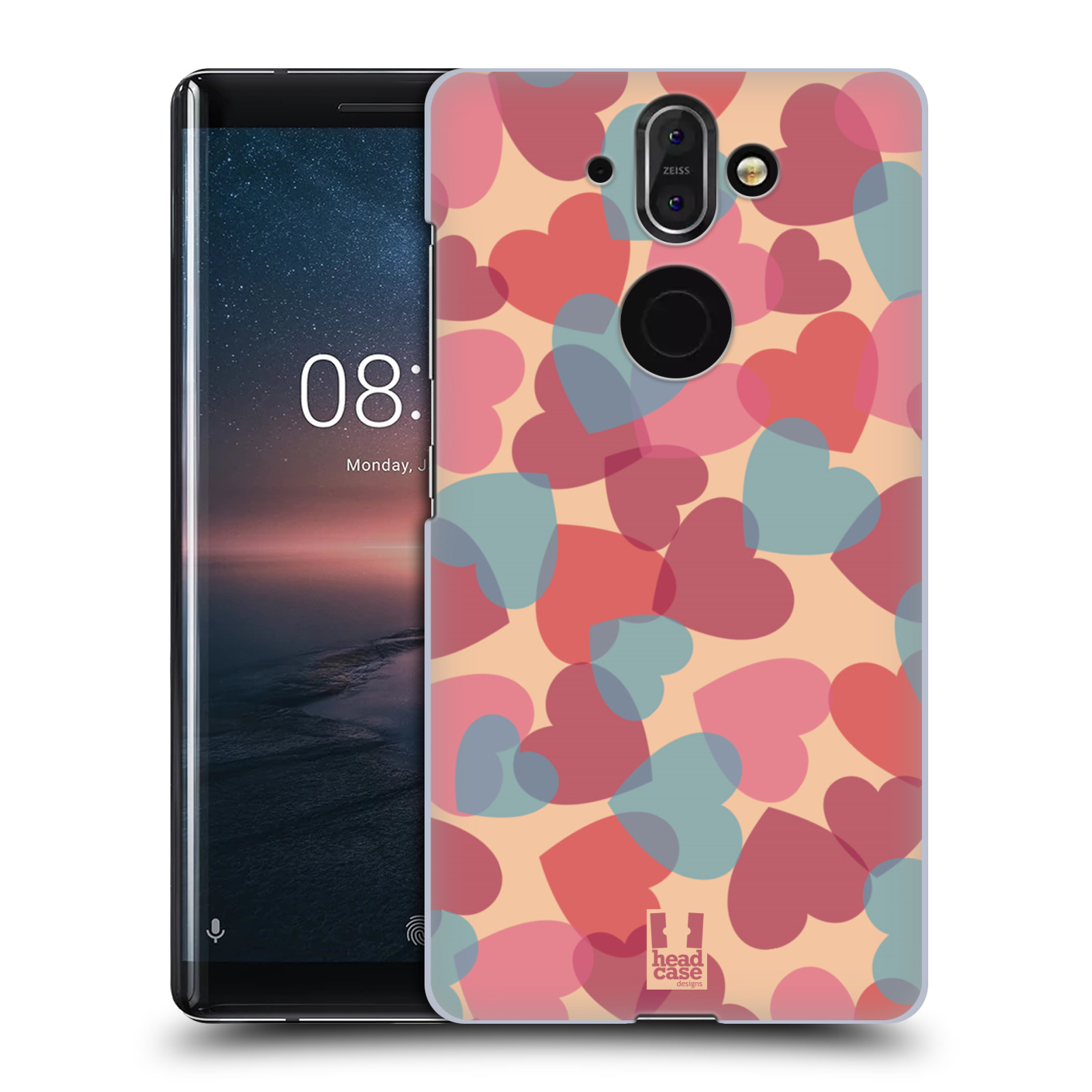 Zadní obal pro mobil Nokia 8 Sirocco - HEAD CASE - Růžová srdíčka kreslený vzor