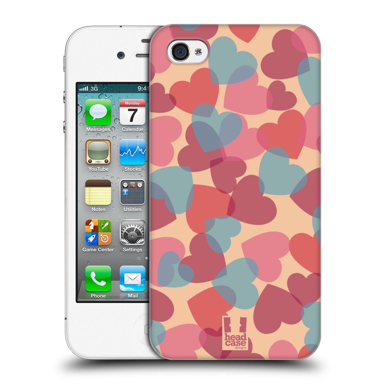 Zadní obal pro mobil Apple Iphone 4/4S - HEAD CASE - Růžová srdíčka kreslený vzor