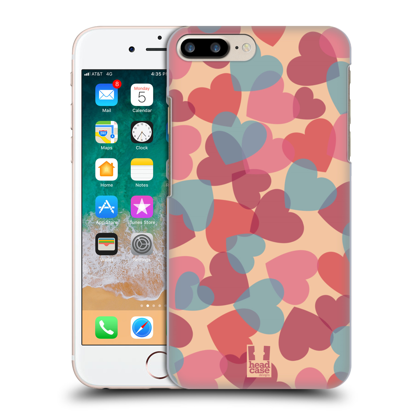 Zadní obal pro mobil Apple Iphone 7+ /  8+ - HEAD CASE - Růžová srdíčka kreslený vzor