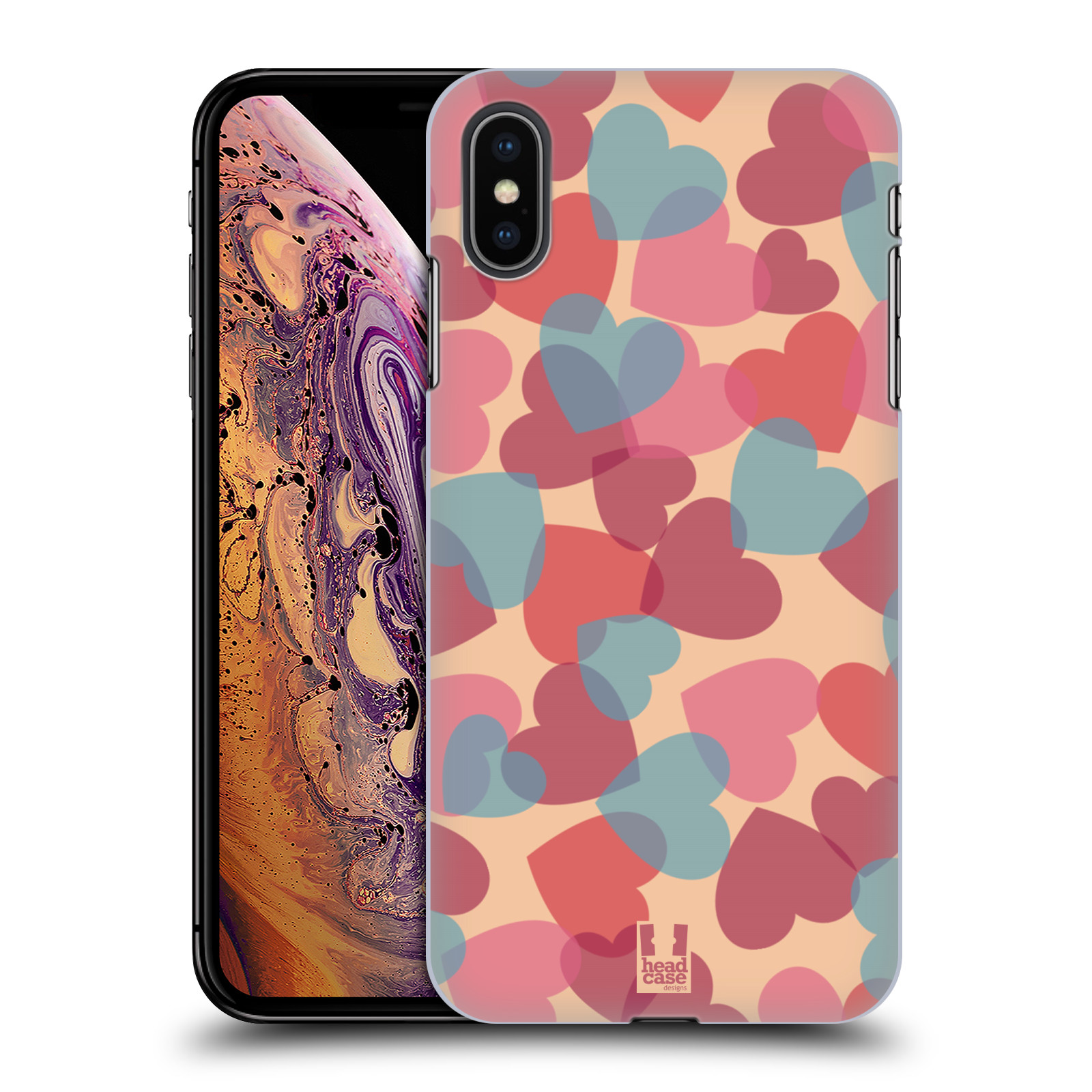 Zadní obal pro mobil Apple Iphone XS MAX - HEAD CASE - Růžová srdíčka kreslený vzor
