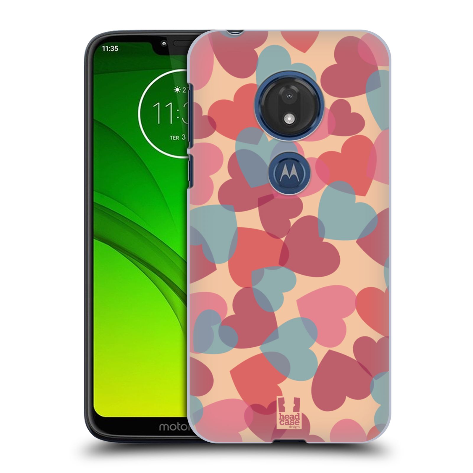 Pouzdro na mobil Motorola Moto G7 Play vzor Vzorkovaná malba SRDÍČKA RŮŽOVÁ