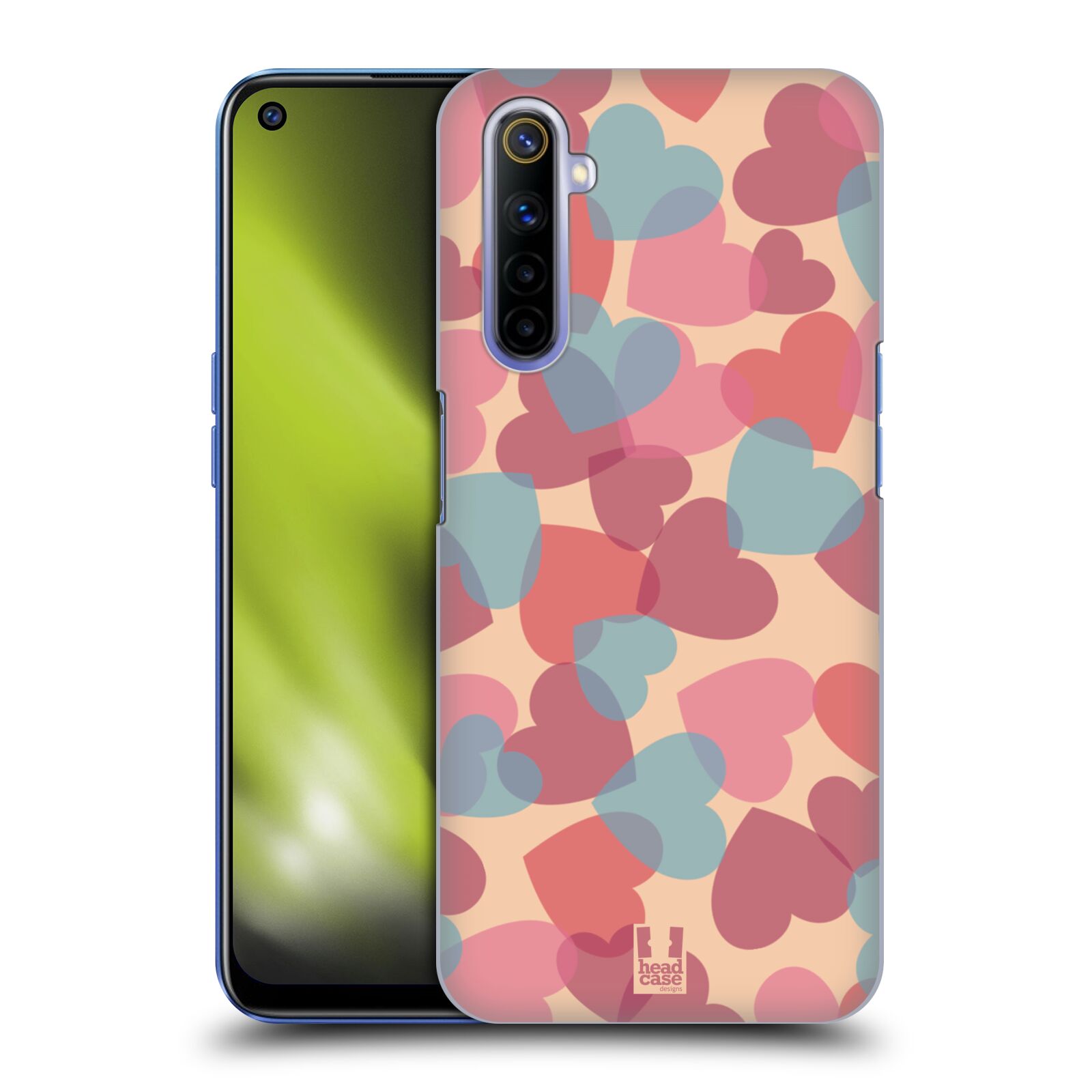 Zadní obal pro mobil Realme 6 - HEAD CASE - Růžová srdíčka kreslený vzor