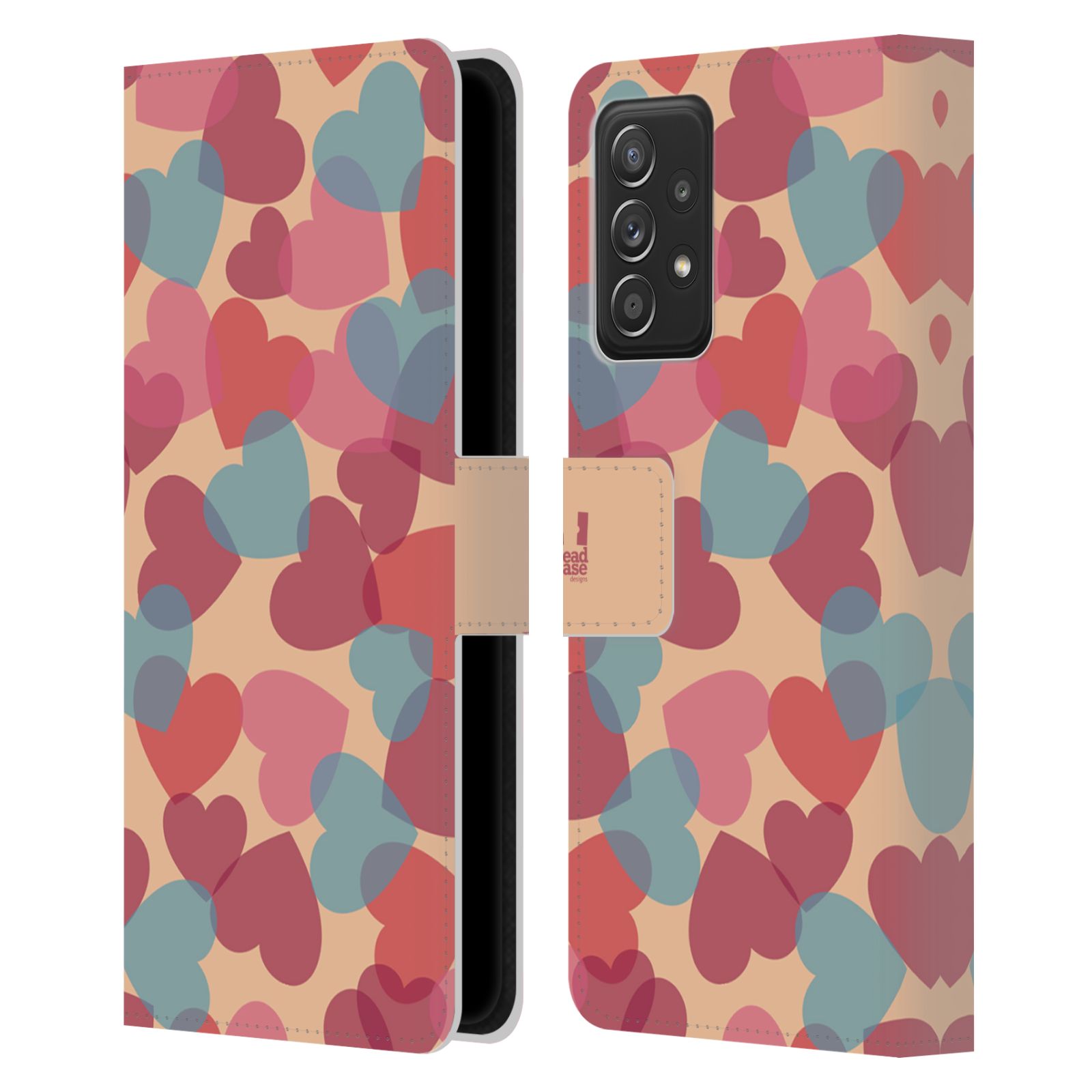 Pouzdro HEAD CASE na mobil Samsung Galaxy A52 / A52 5G / A52s 5G vzor prolínající se srdíčka, srdce, láska, růžová