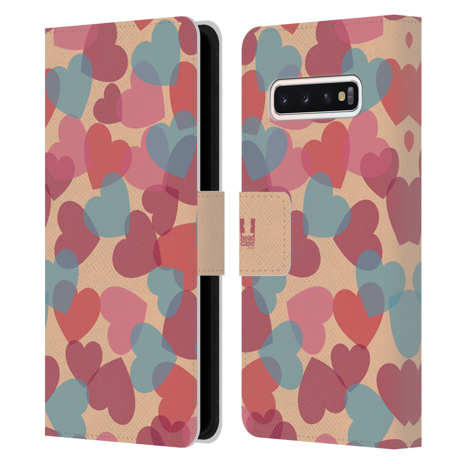 Pouzdro HEAD CASE na mobil Samsung Galaxy S10 vzor prolínající se srdíčka, srdce, láska, růžová