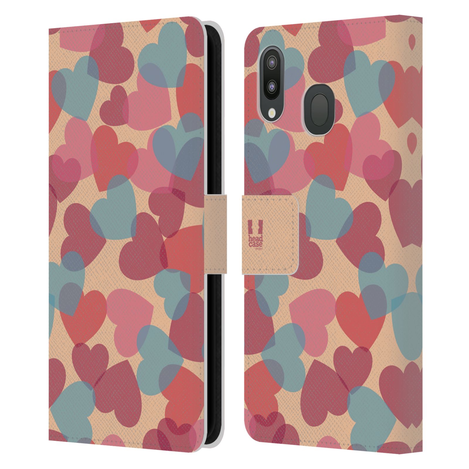 Pouzdro na mobil Samsung Galaxy M20 vzor prolínající se srdíčka, srdce, láska, růžová