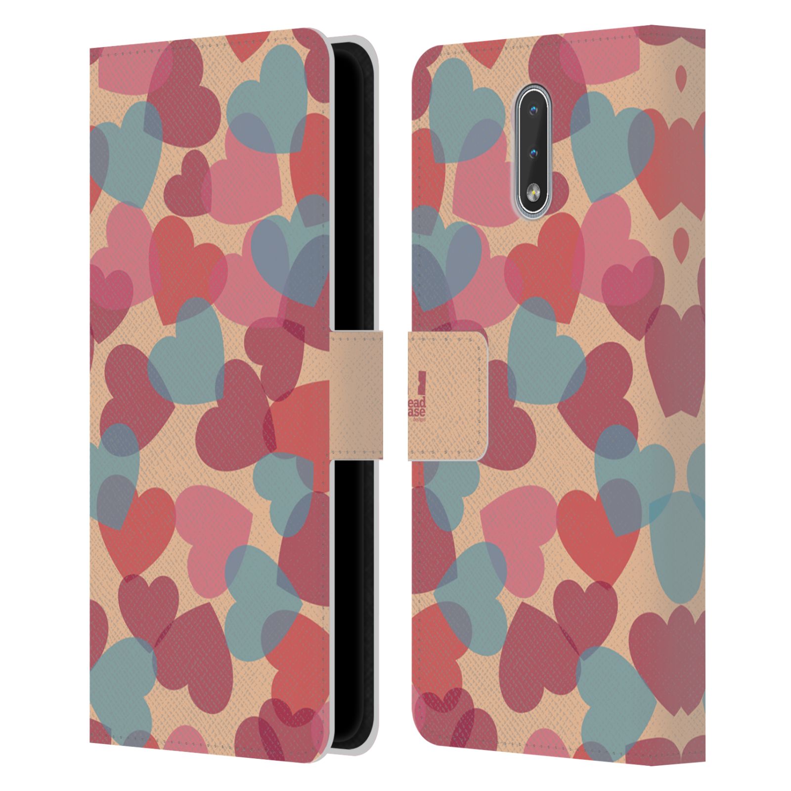 Pouzdro HEAD CASE na mobil Nokia 2.3 vzor prolínající se srdíčka, srdce, láska, růžová