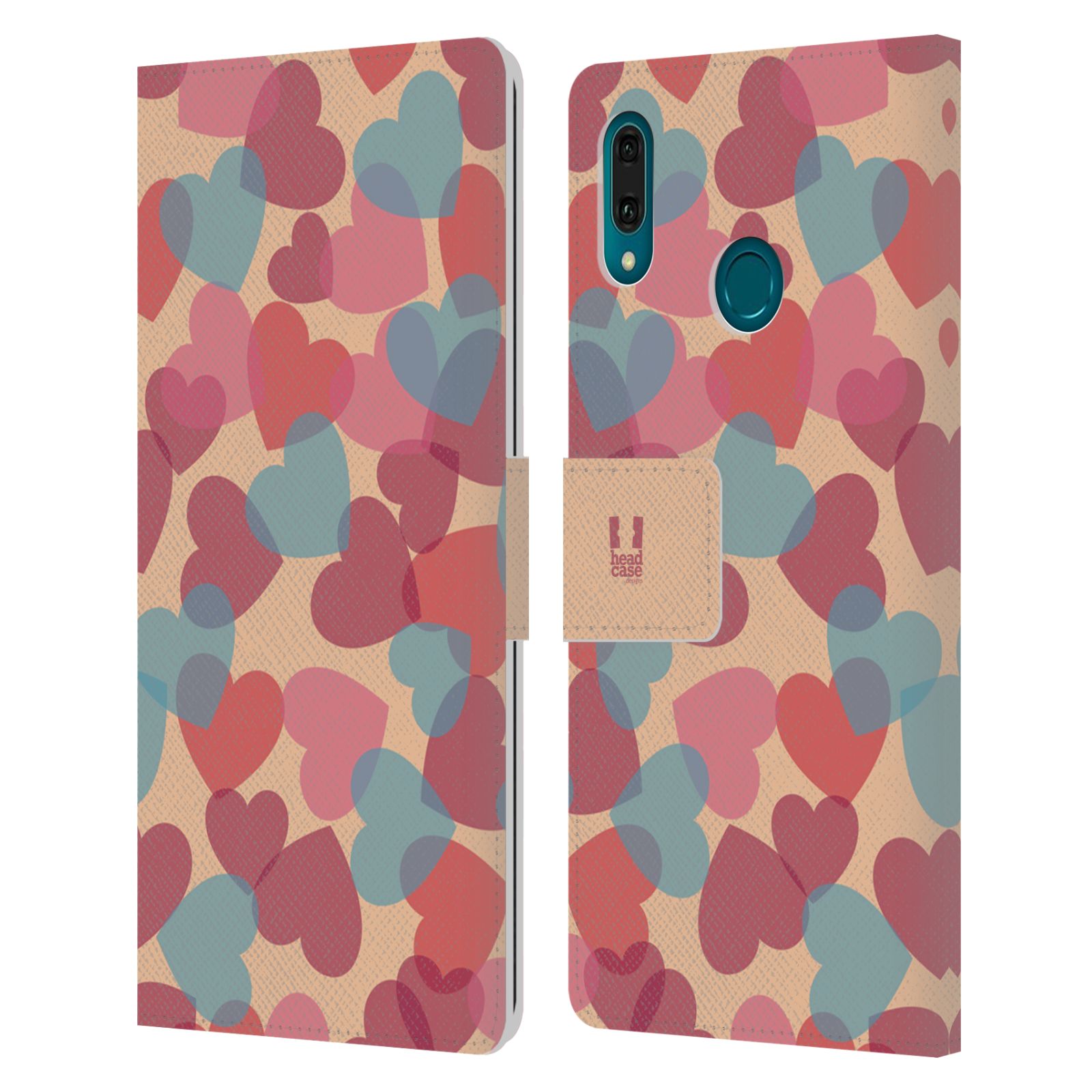 Pouzdro na mobil Huawei Y9 2019 vzor prolínající se srdíčka, srdce, láska, růžová