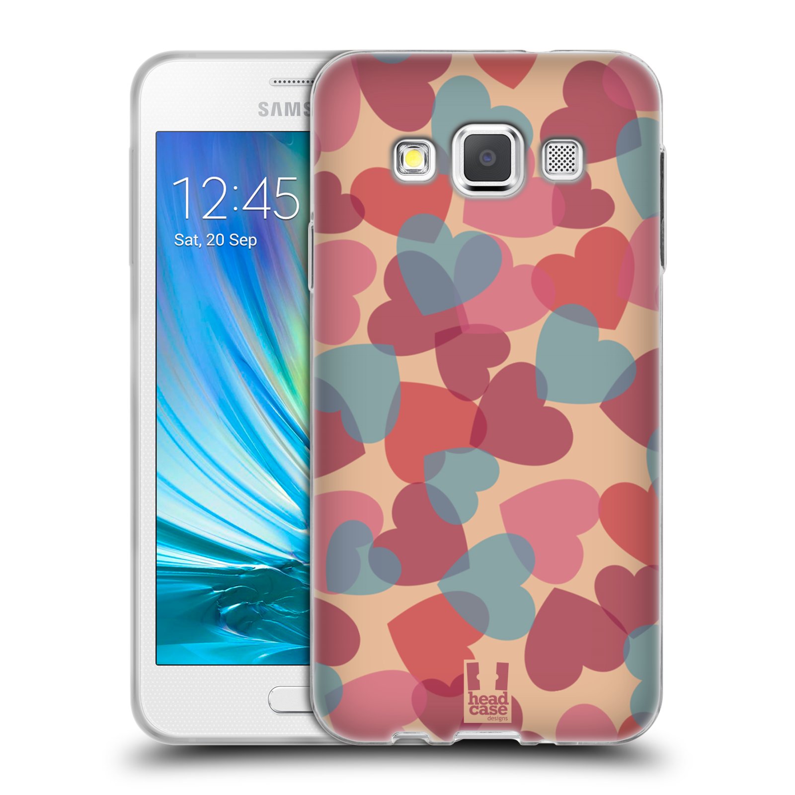 HEAD CASE silikonový obal na mobil Samsung Galaxy A3 vzor Vzorkovaná malba SRDÍČKA RŮŽOVÁ