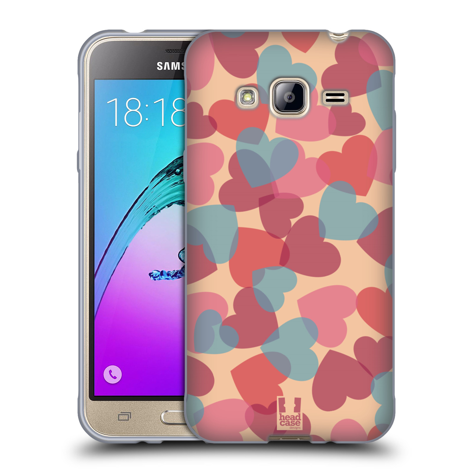 HEAD CASE silikonový obal na mobil Samsung Galaxy J3, J3 2016 vzor Vzorkovaná malba SRDÍČKA RŮŽOVÁ