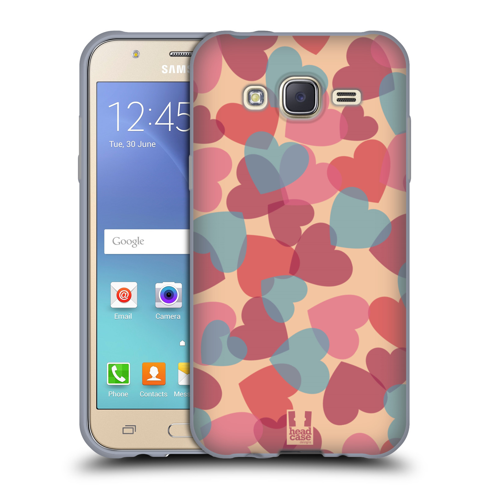 HEAD CASE silikonový obal na mobil Samsung Galaxy J5, J500, (J5 DUOS) vzor Vzorkovaná malba SRDÍČKA RŮŽOVÁ