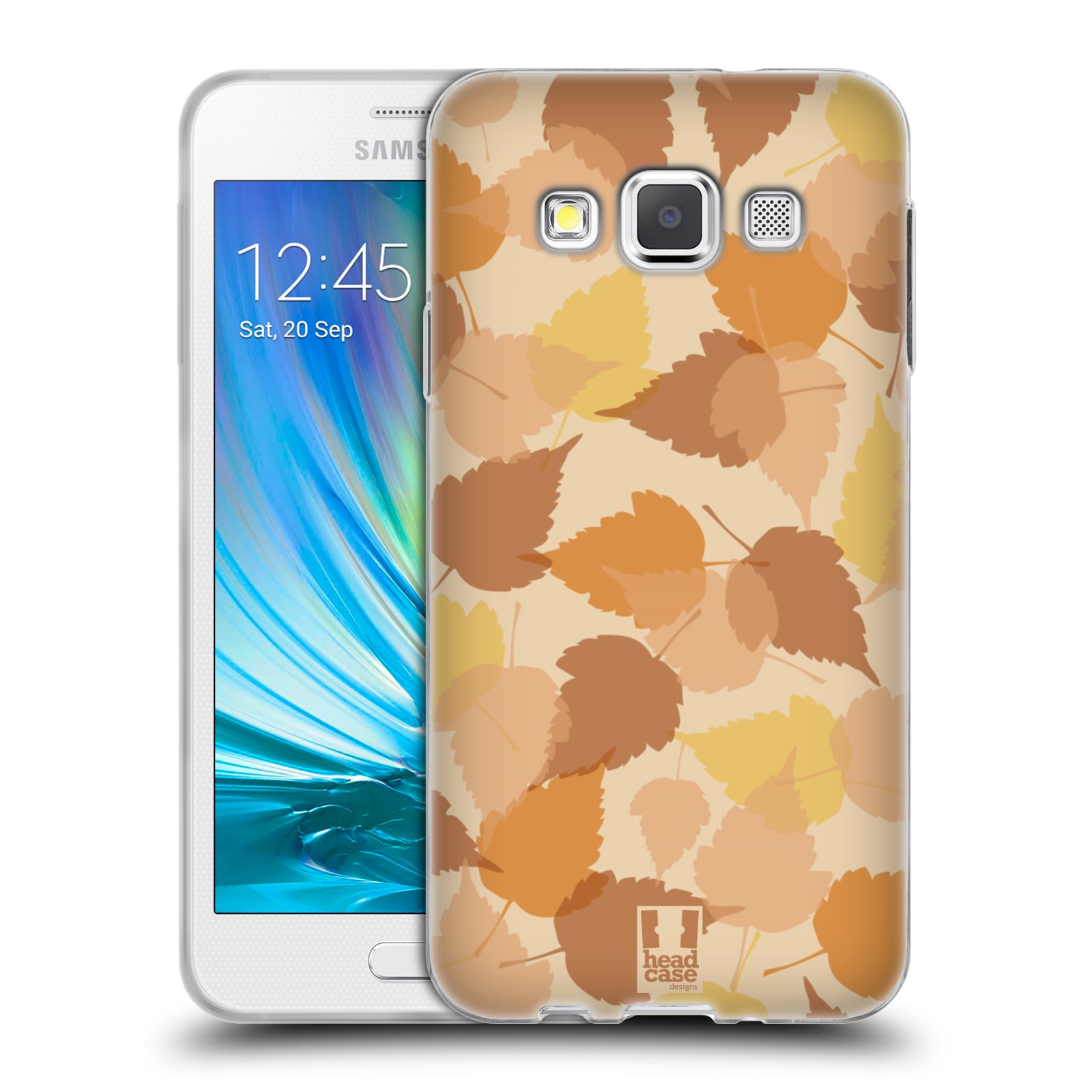 HEAD CASE silikonový obal na mobil Samsung Galaxy A3 vzor Vzorkovaná malba LISTY HNĚDÁ