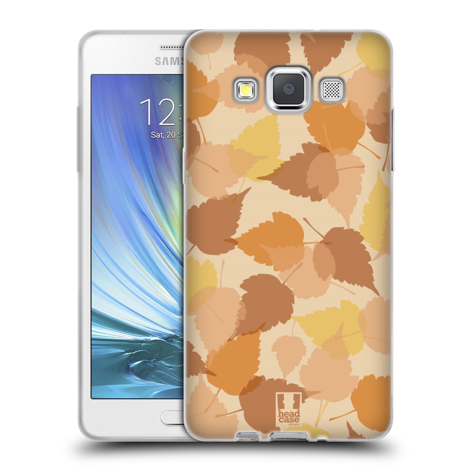 HEAD CASE silikonový obal na mobil Samsung Galaxy A5 vzor Vzorkovaná malba LISTY HNĚDÁ