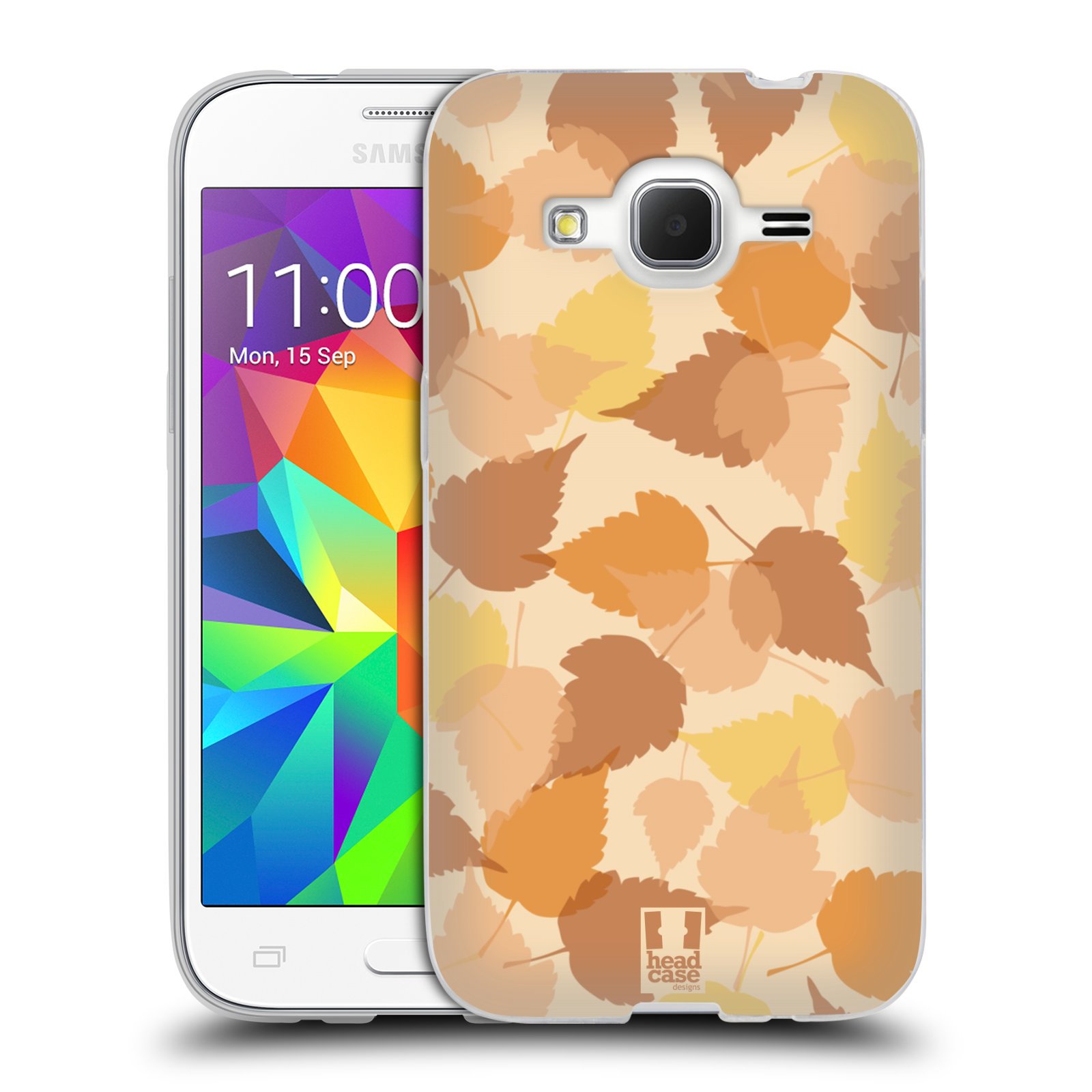 HEAD CASE silikonový obal na mobil Samsung Galaxy Core Prime (G360) vzor Vzorkovaná malba LISTY HNĚDÁ
